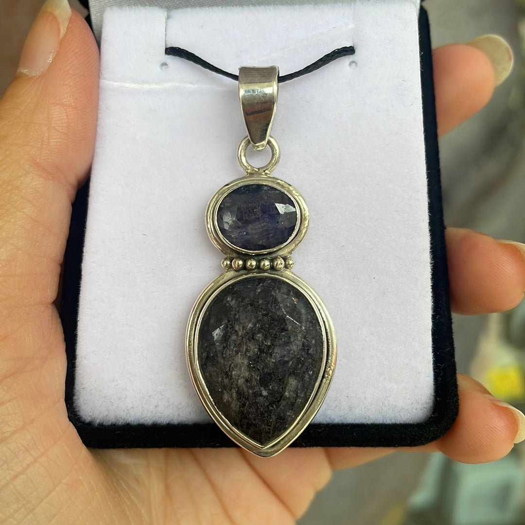 Sapphire sterling silver pendant - Rivendell Shop