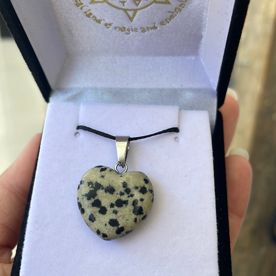 Dalmatian Jasper heart pendant - Rivendell Shop