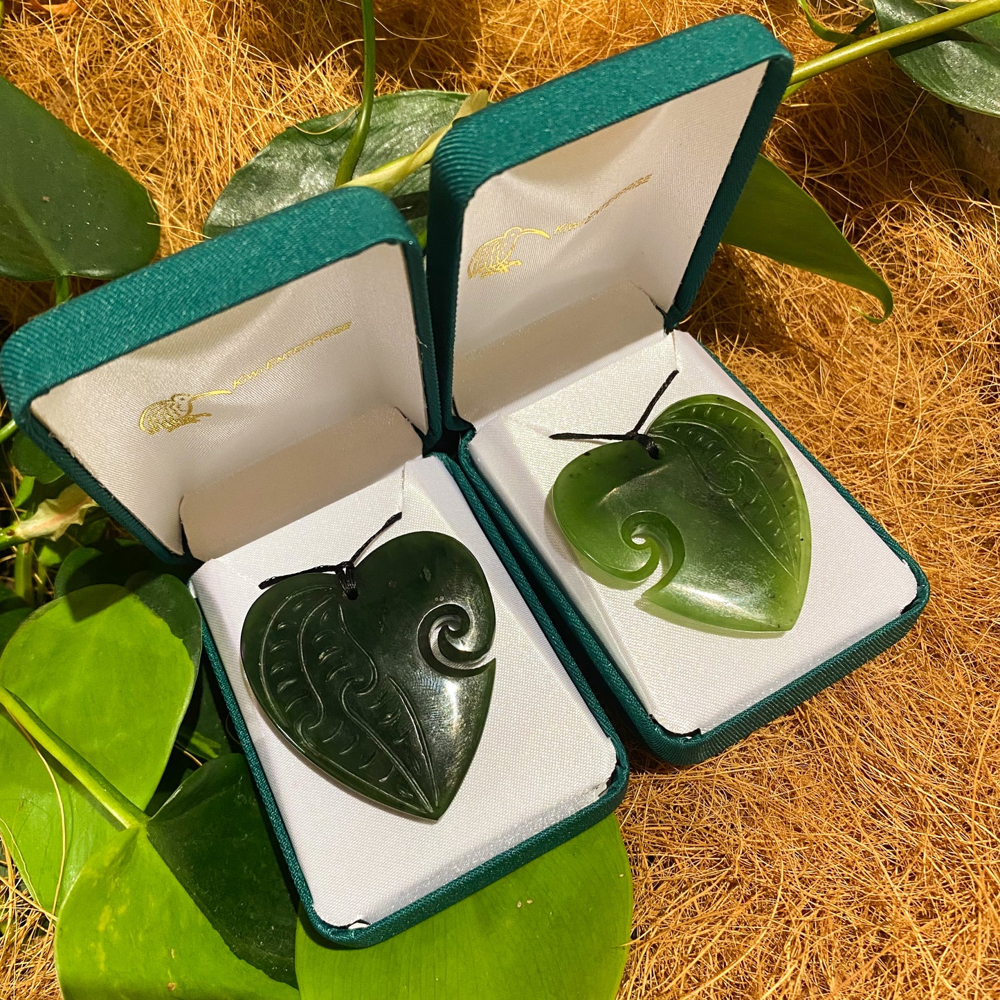 Heart Greenstone Pendant Carving with Koru Indentation - Rivendell Shop