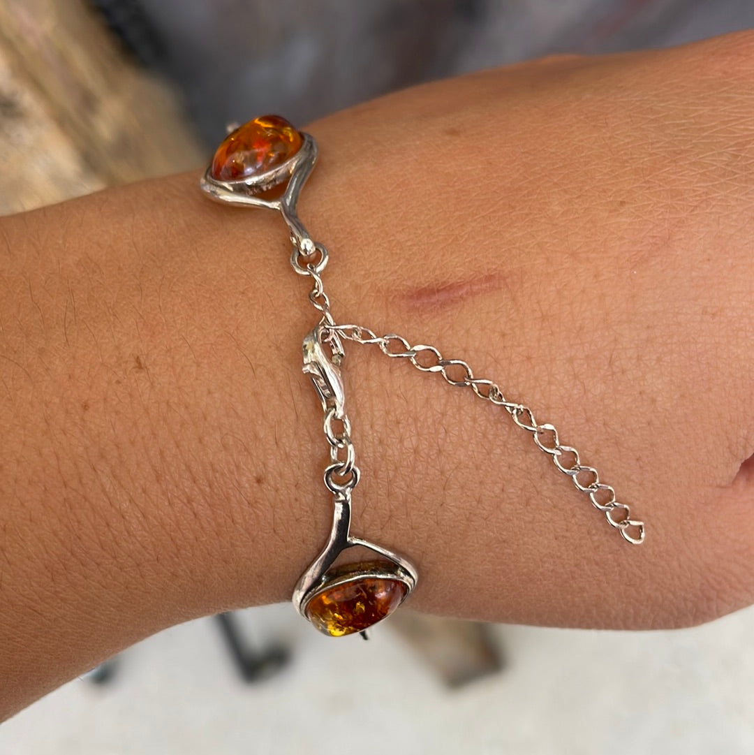 Sterling silver amber bracelet - Rivendell Shop