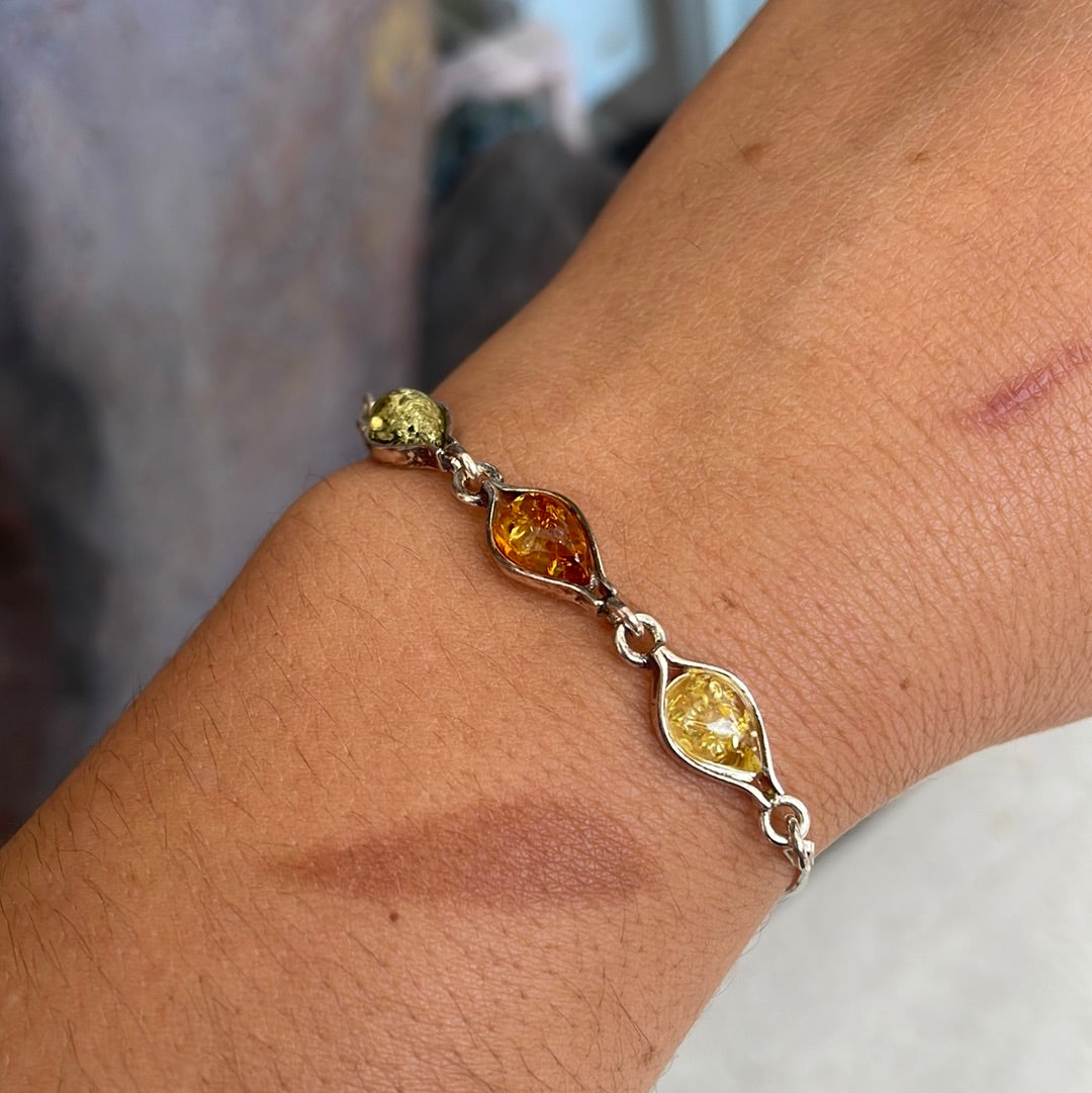 Sterling silver amber bracelet - Rivendell Shop