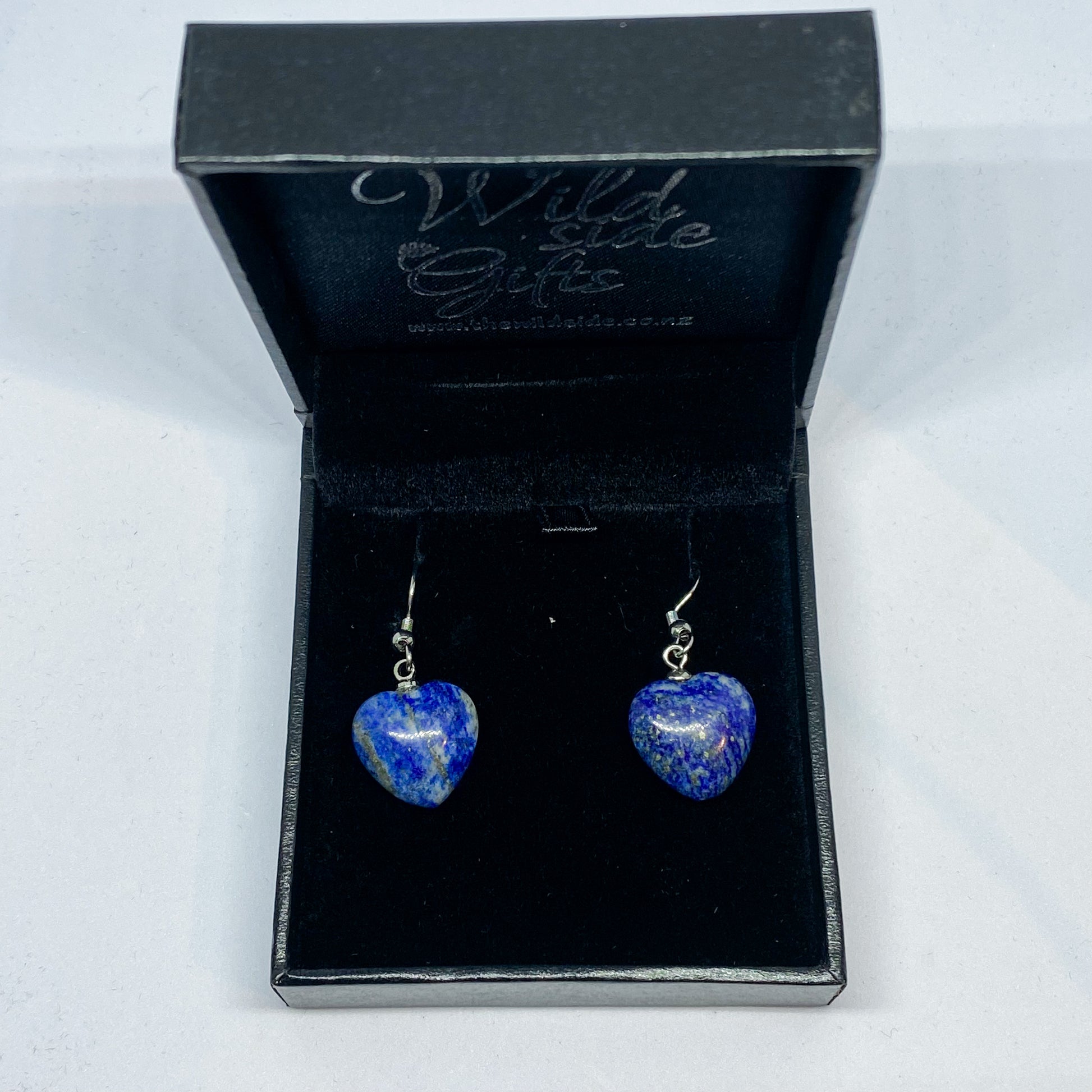 Lapis Lazuli Heart Earrings - Rivendell Shop