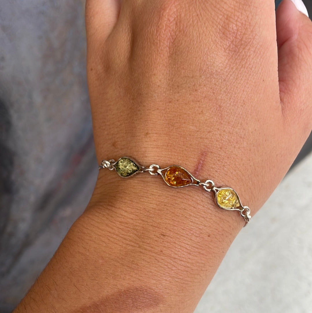 Sterling silver amber bracelet - Rivendell Shop