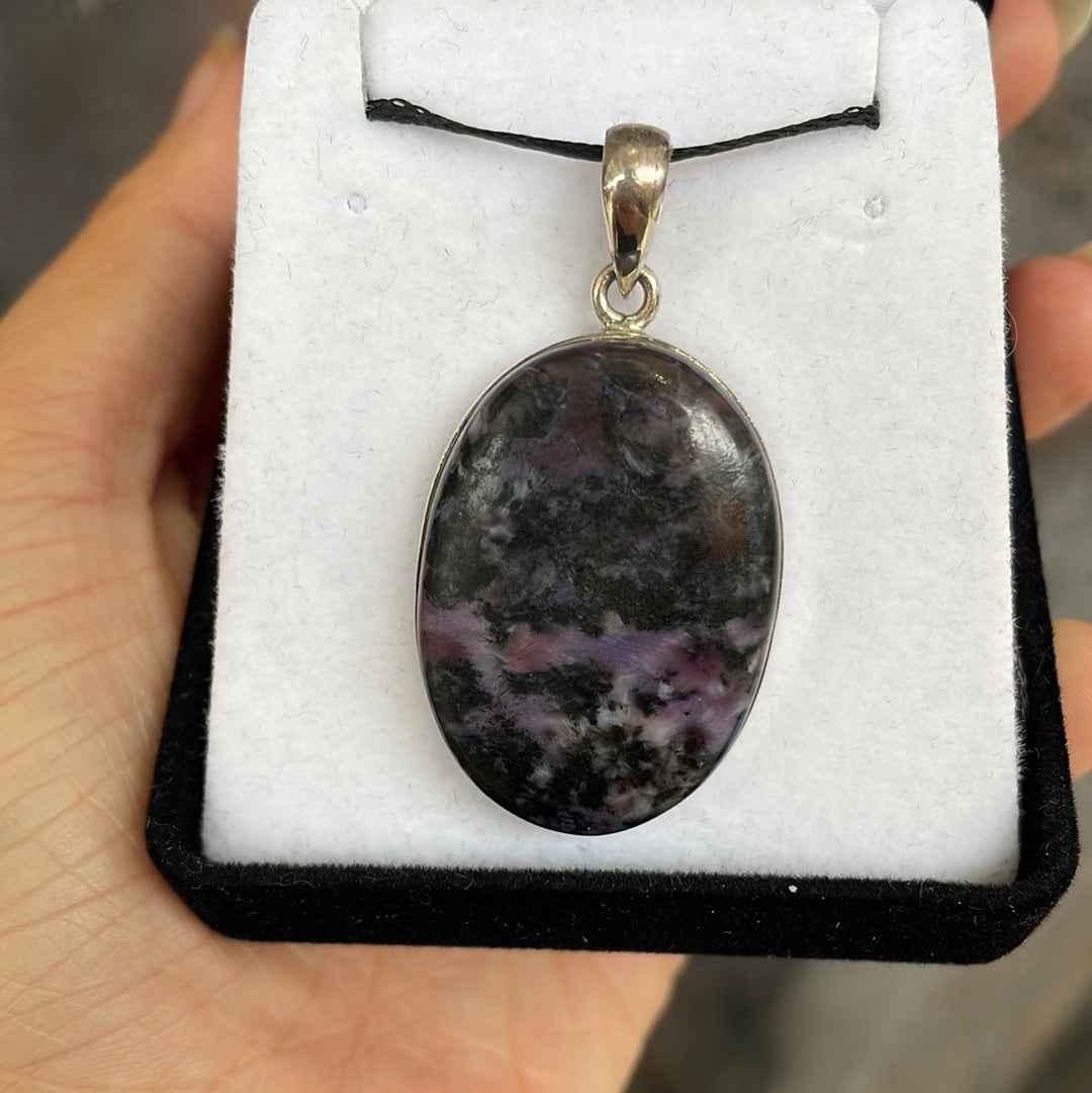 Charoite sterling silver pendant - Rivendell Shop