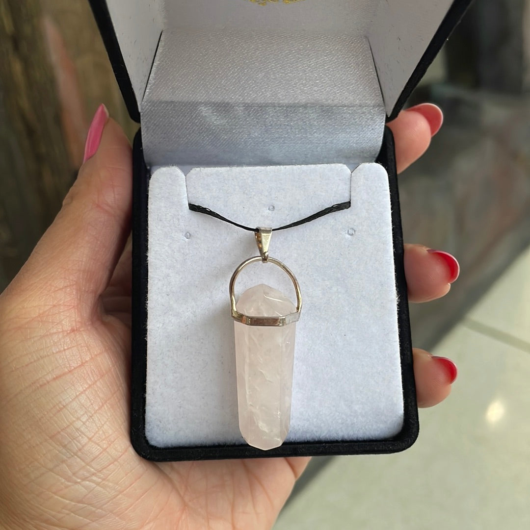 Rose Quartz silver point pendant - Rivendell Shop