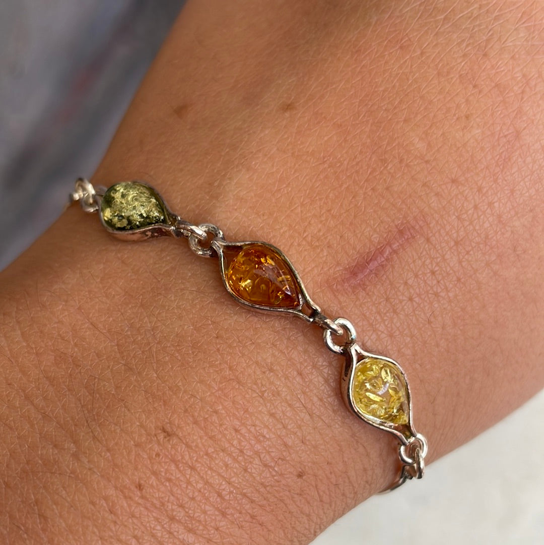 Sterling silver amber bracelet - Rivendell Shop