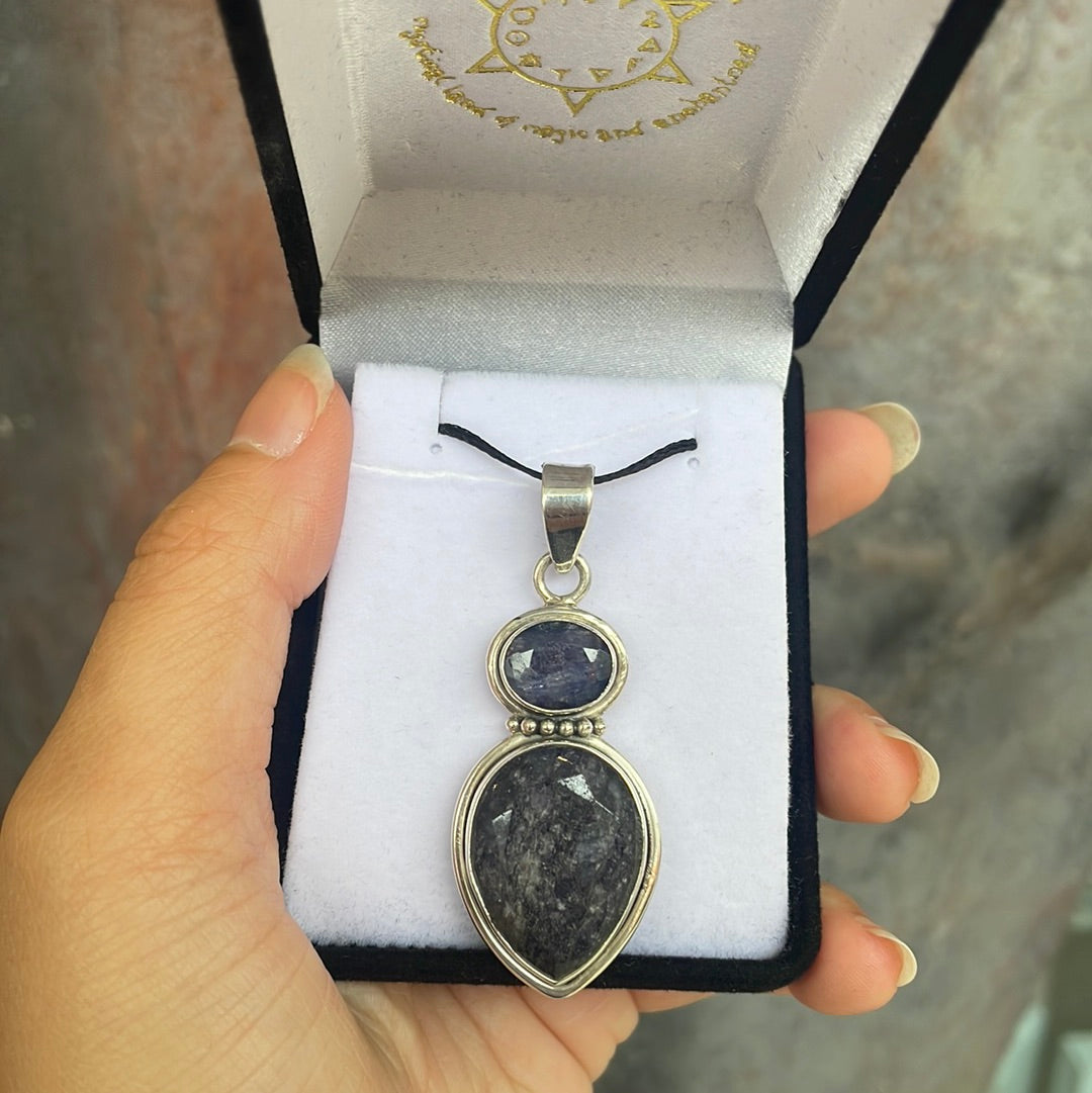 Sapphire sterling silver pendant - Rivendell Shop