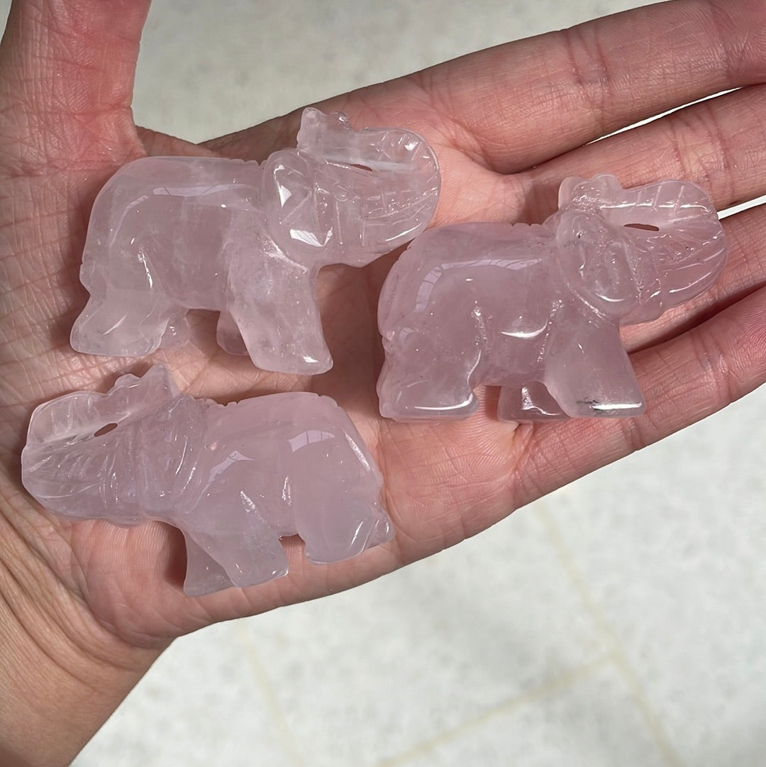 Rose Quartz Elephants - Rivendell Shop