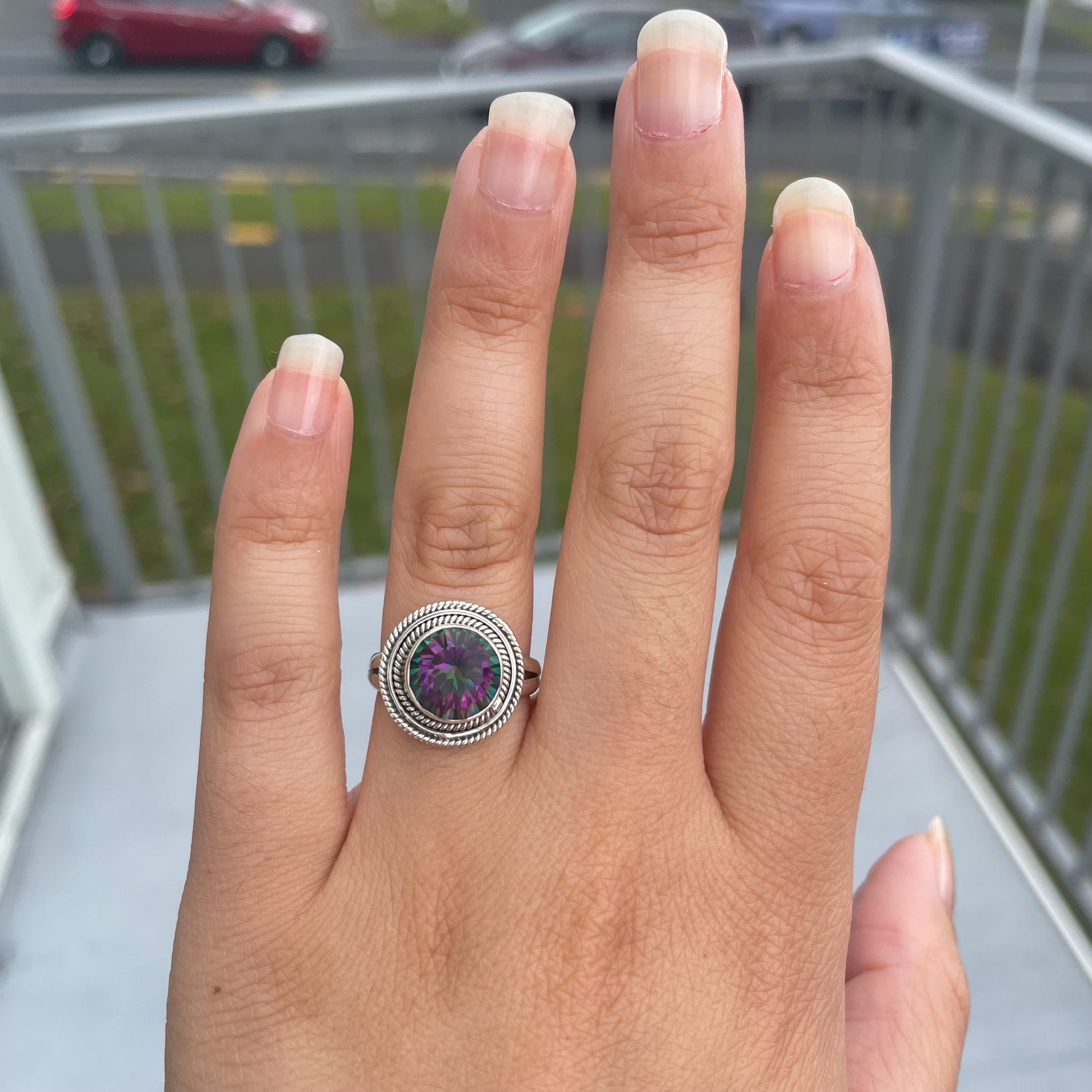 Mystic Topaz Round Sterling Silver ring - Rivendell Shop