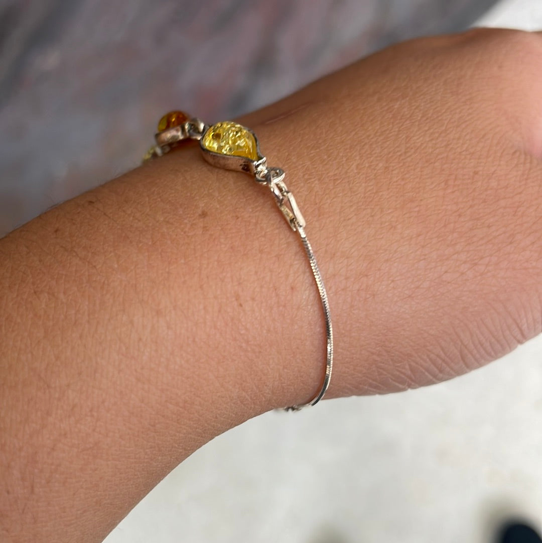 Sterling silver amber bracelet - Rivendell Shop