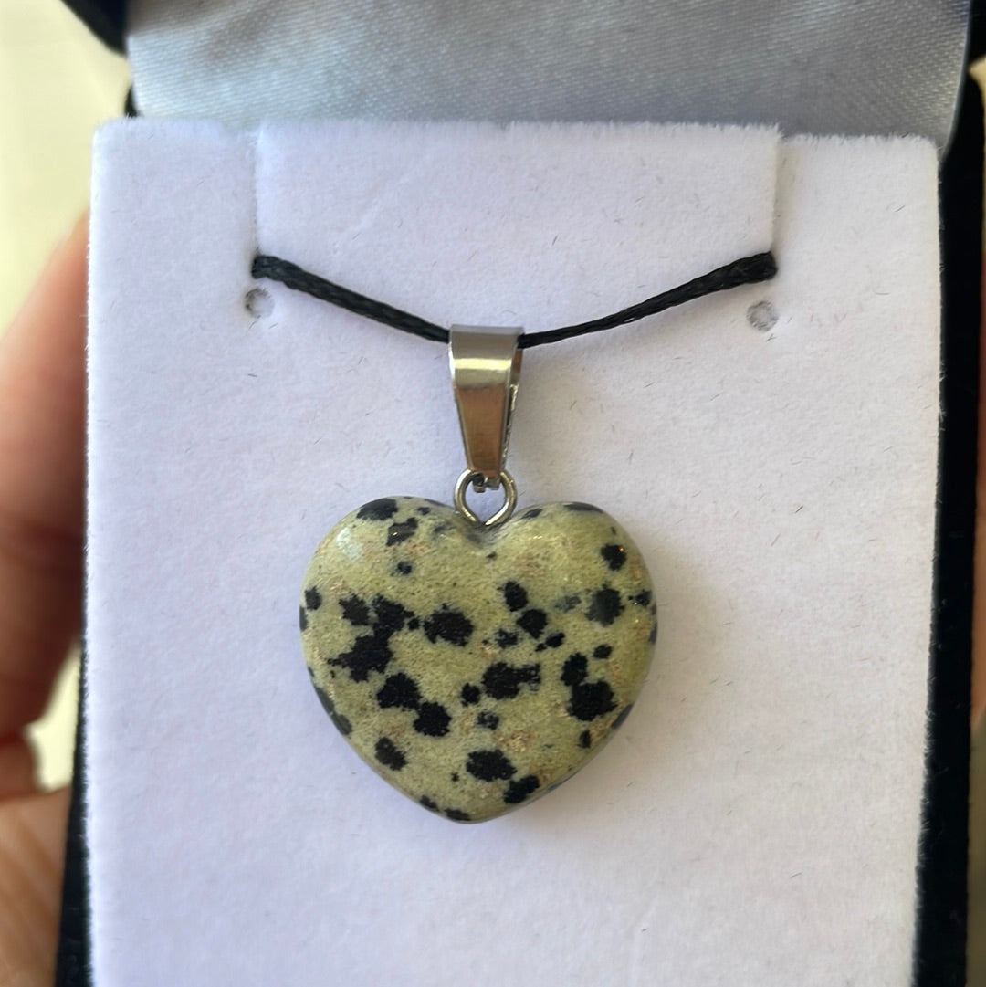 Dalmatian Jasper heart pendant - Rivendell Shop