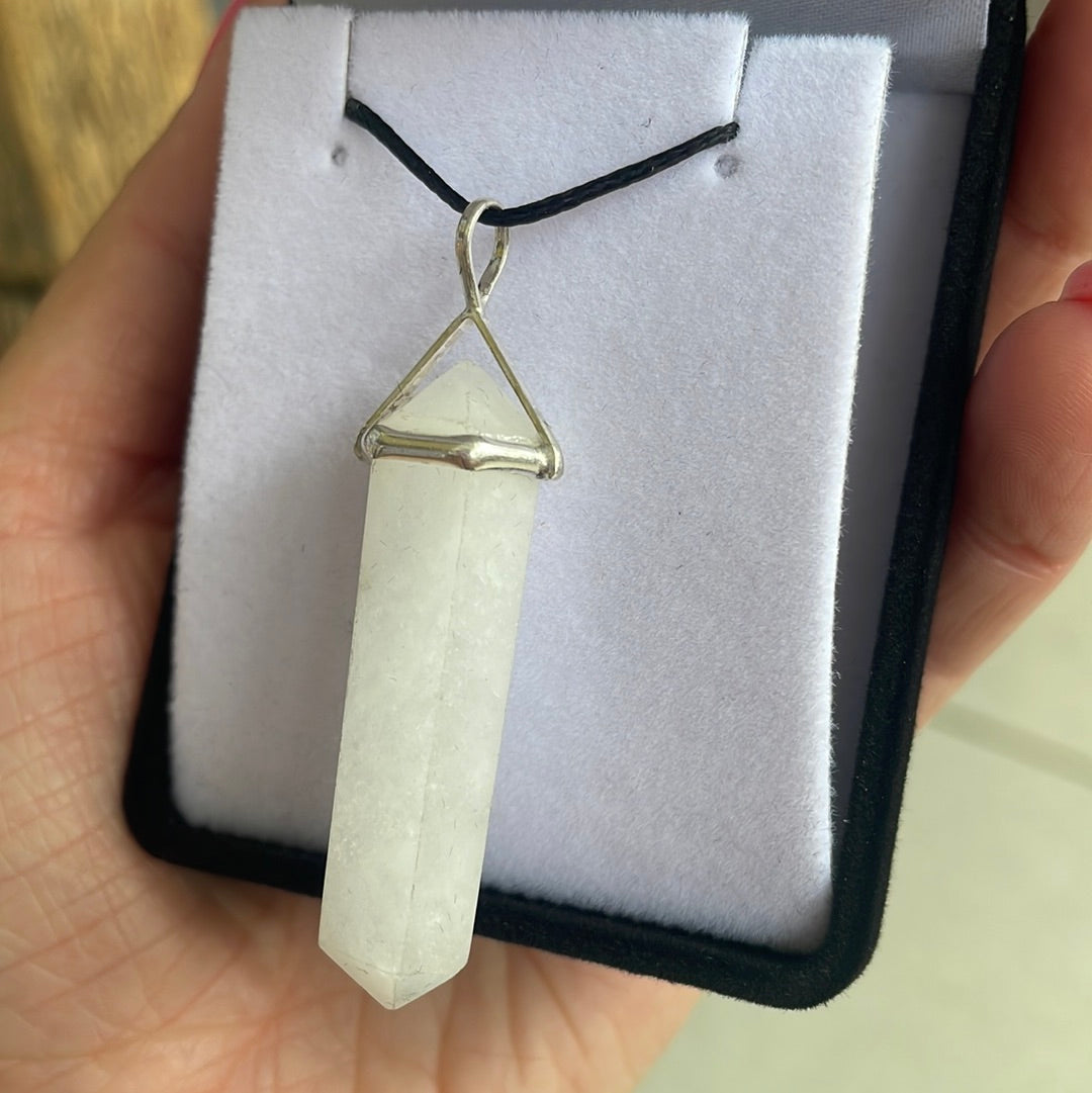 Snow quartz silver point pendant - Rivendell Shop