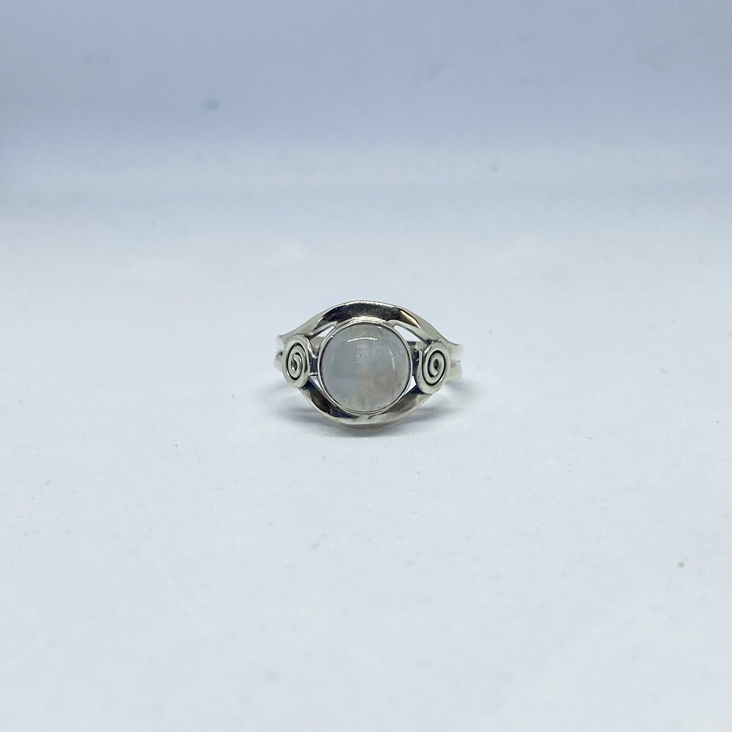 Moonstone 925 Sterling Silver Ring w Spiral - Rivendell Shop