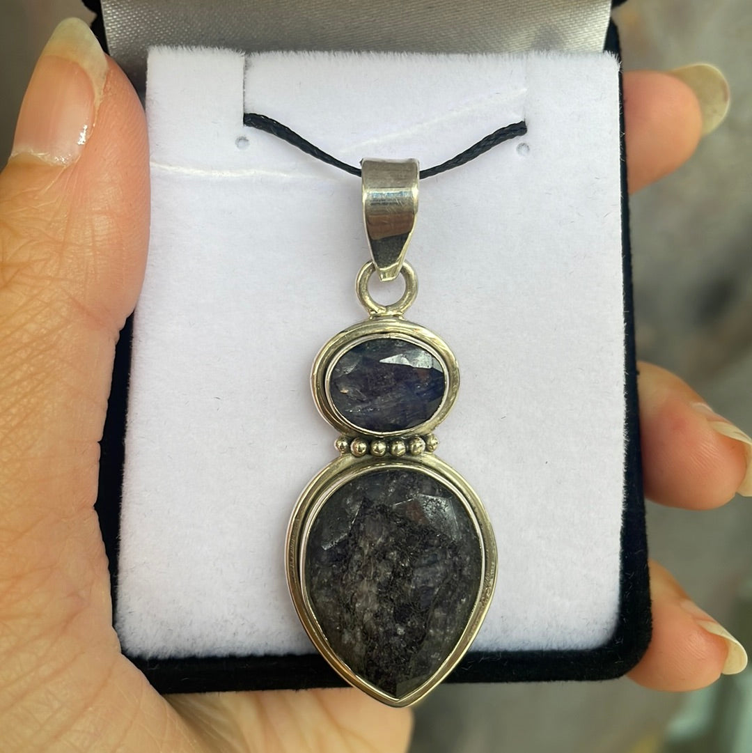 Sapphire sterling silver pendant - Rivendell Shop