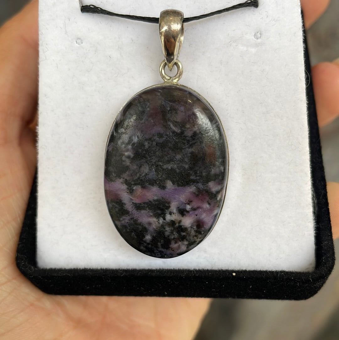 Charoite sterling silver pendant - Rivendell Shop