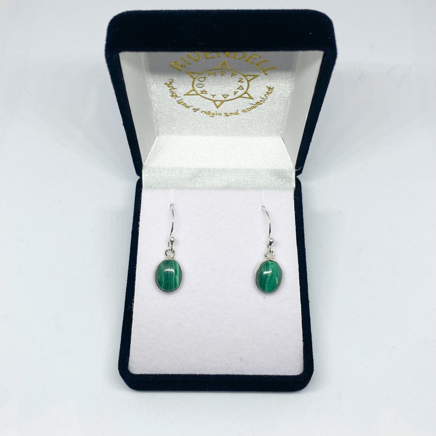 Malachite Drop Earrings - Oval - Rivendell Shop