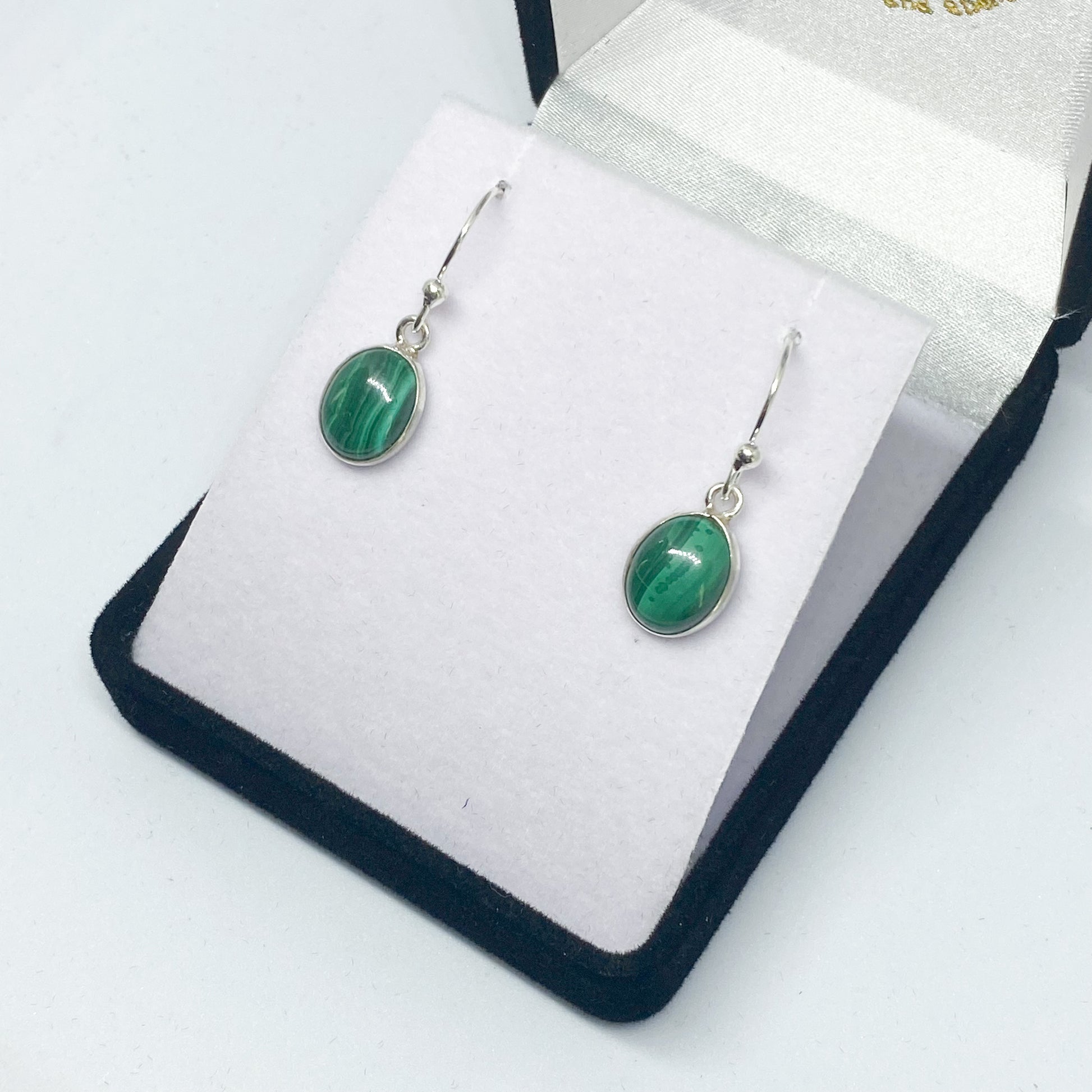 Malachite Drop Earrings - Oval - Rivendell Shop