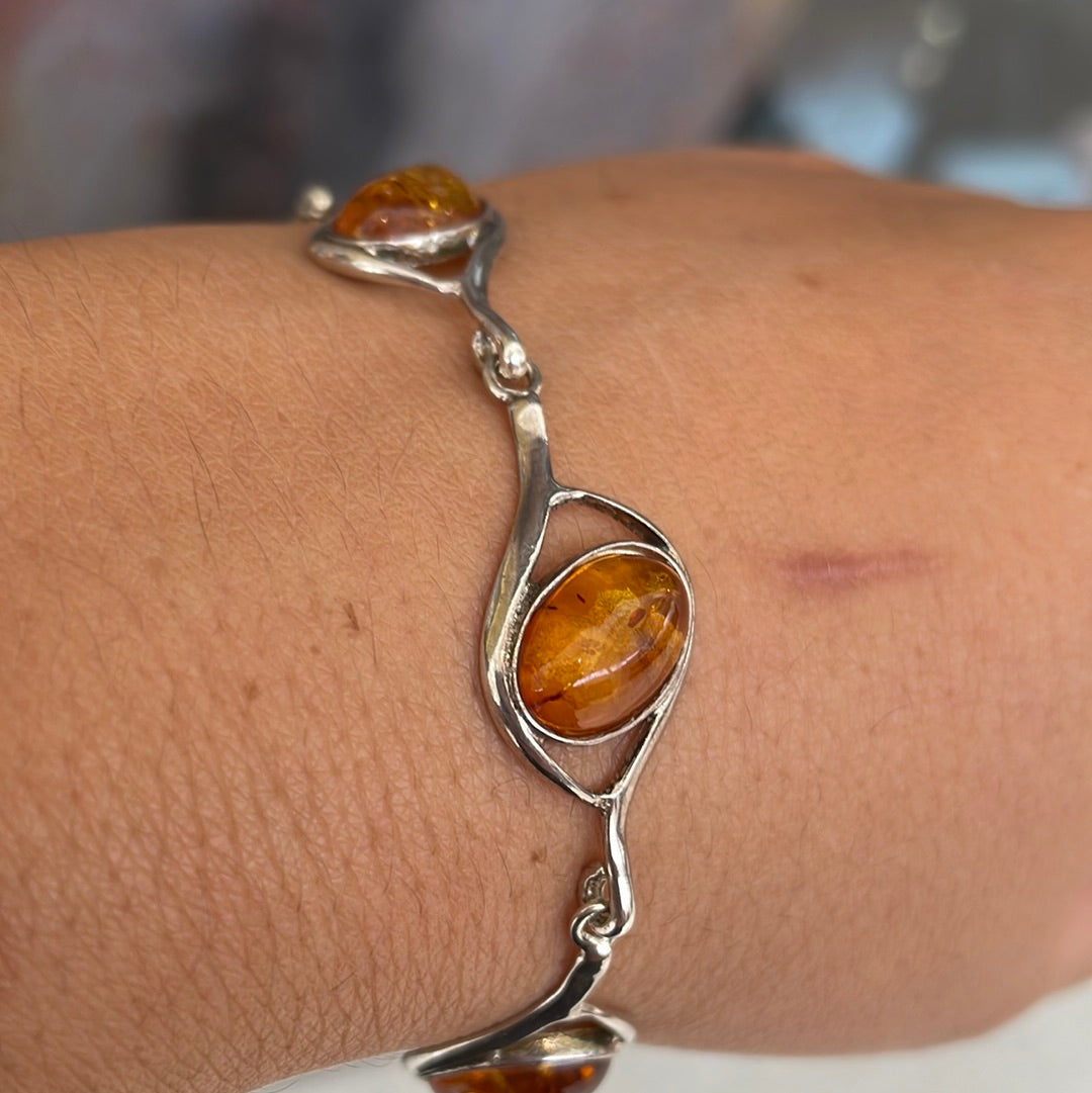 Sterling silver amber bracelet - Rivendell Shop