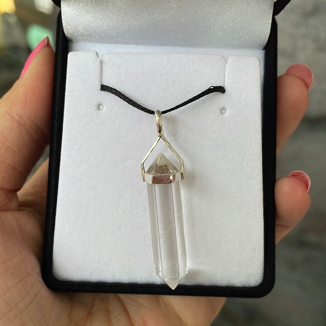 Clear Quartz silver point pendant - Rivendell Shop