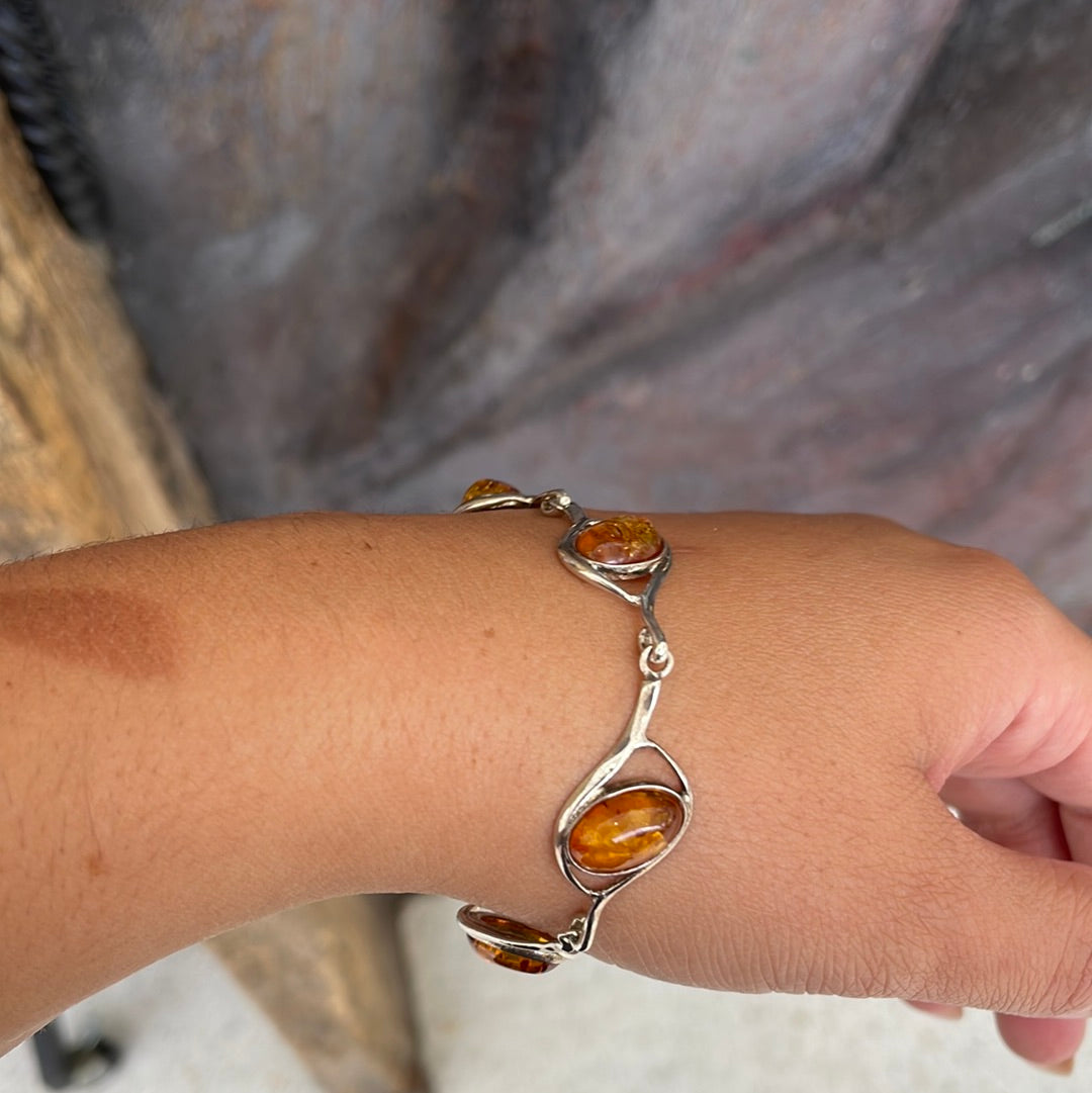 Sterling silver amber bracelet - Rivendell Shop