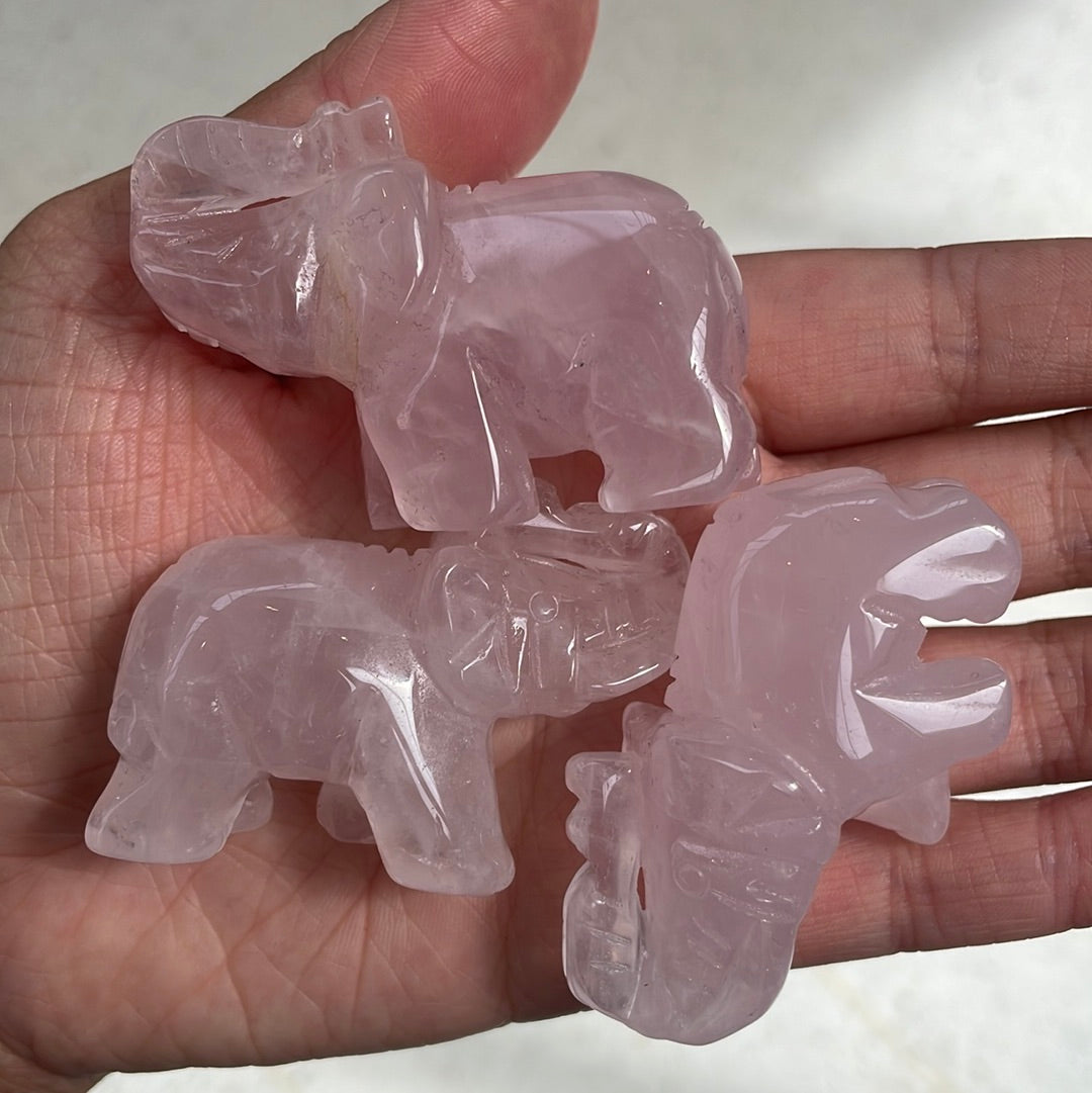 Rose Quartz Elephants - Rivendell Shop