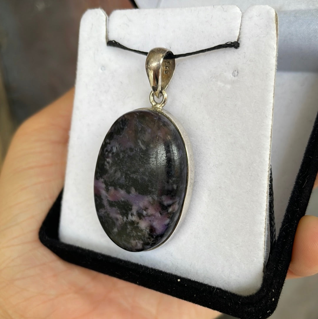 Charoite sterling silver pendant - Rivendell Shop