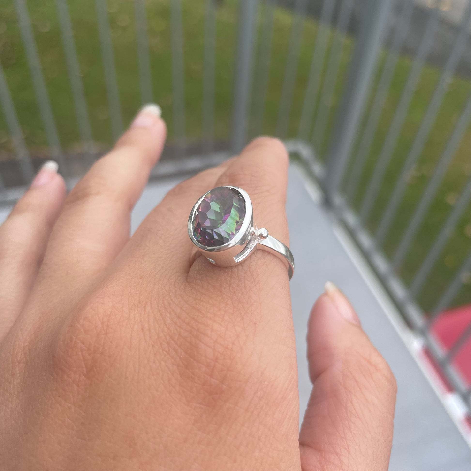 Mystic Topaz Oval Sterling Silver ring - Rivendell Shop