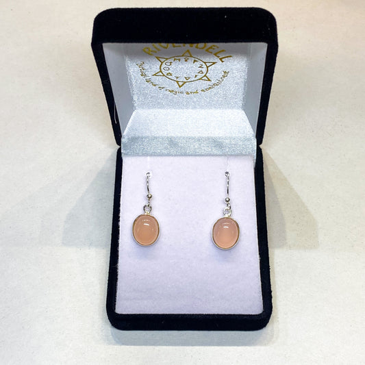 Rose Quartz Earrings - Oval - Rivendell Shop