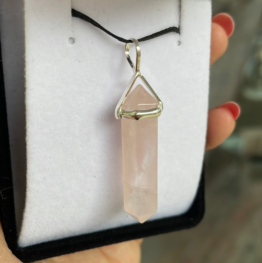 Rose Quartz silver point pendant - Rivendell Shop