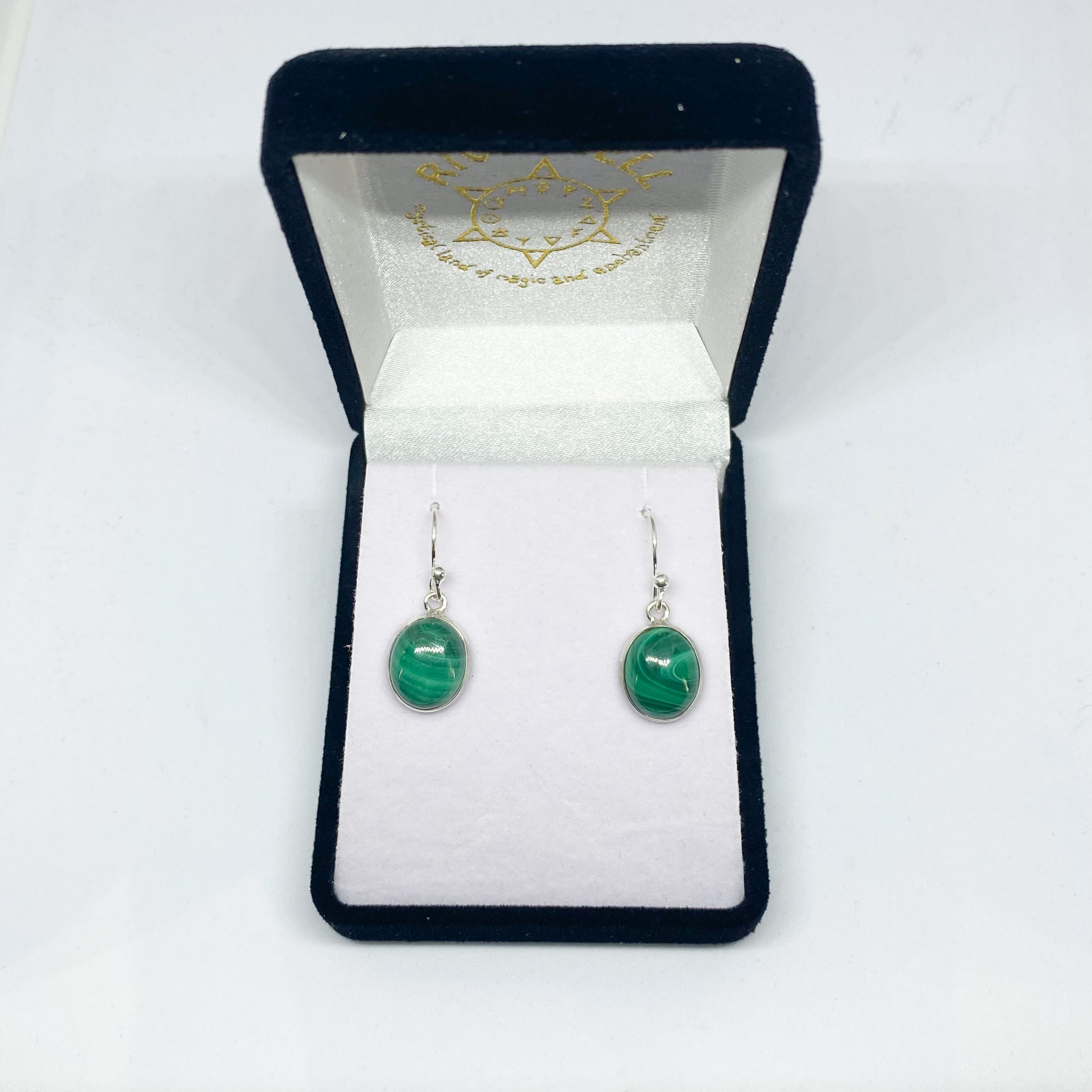 Malachite Drop Earrings - Oval - Rivendell Shop