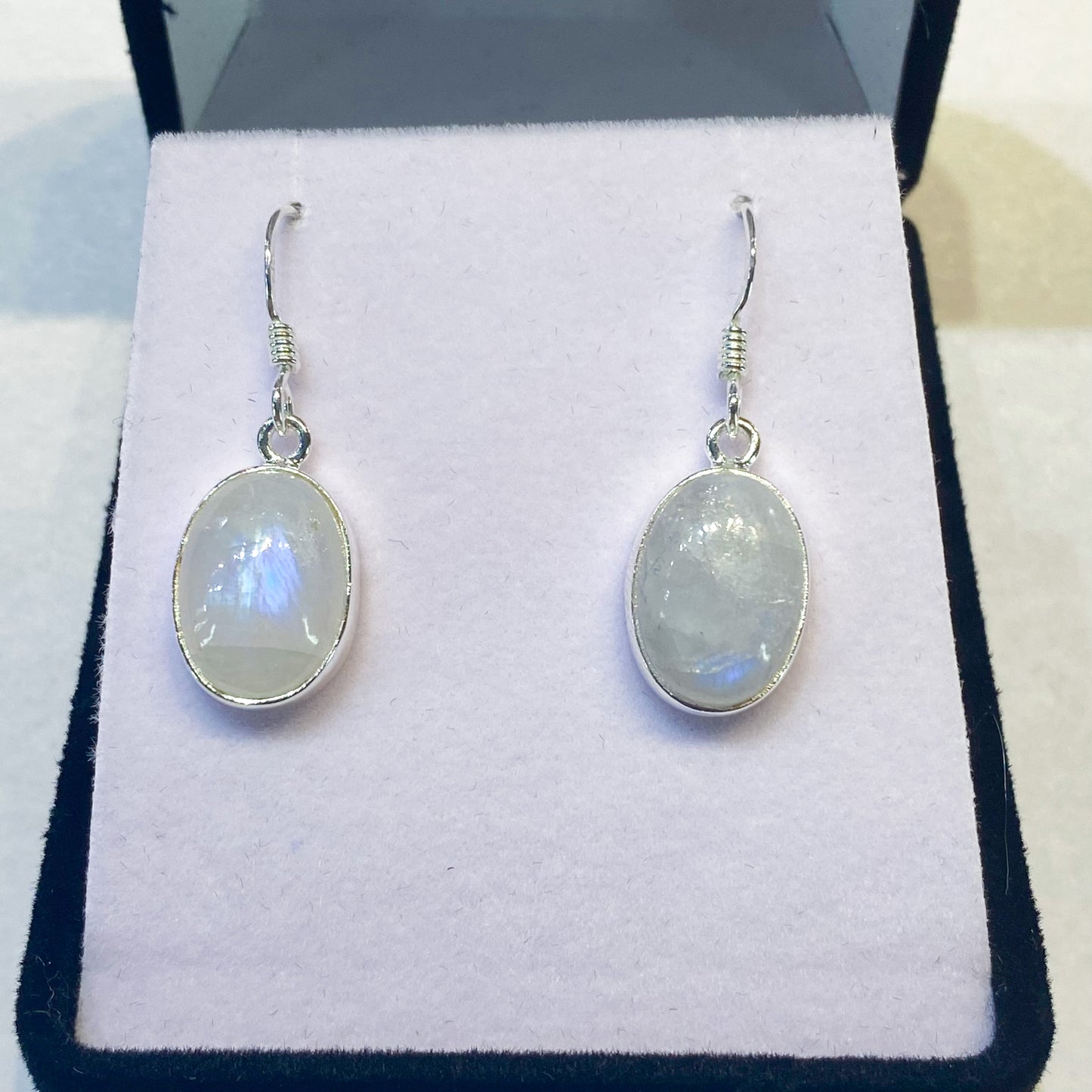 Moonstone 925 Sterling Silver Oval Drop Earrings - Rivendell Shop