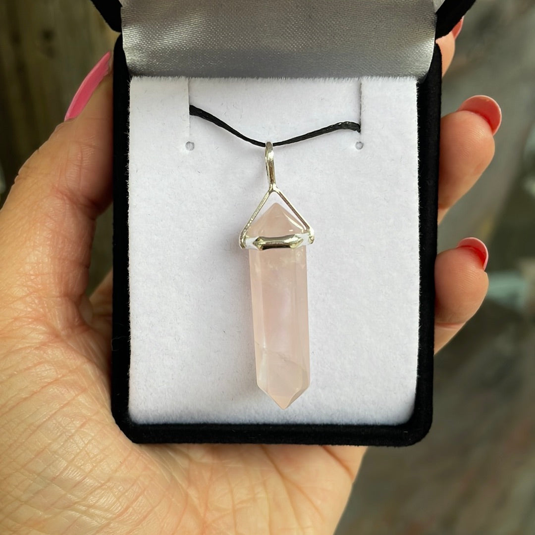 Rose Quartz silver point pendant - Rivendell Shop