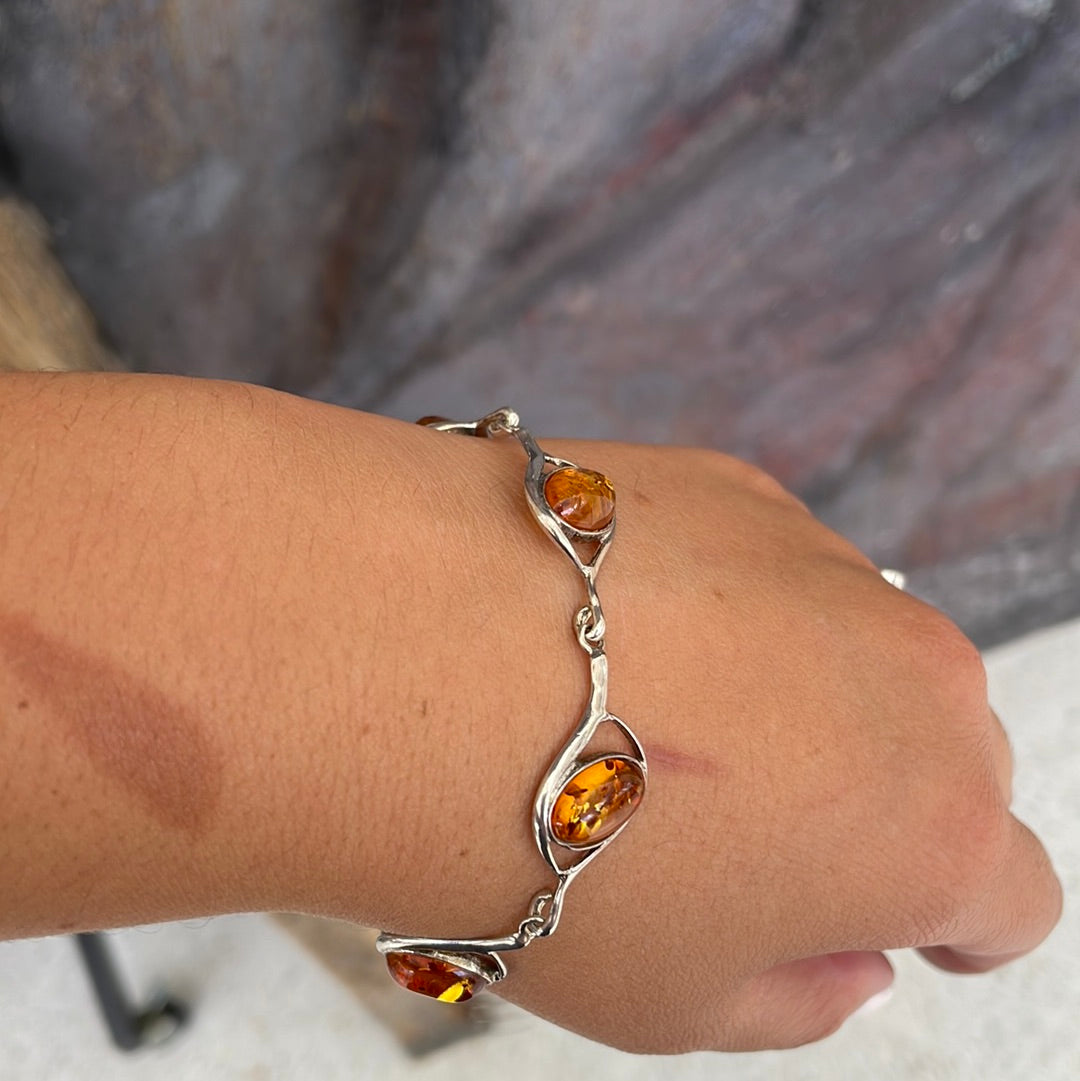 Sterling silver amber bracelet - Rivendell Shop