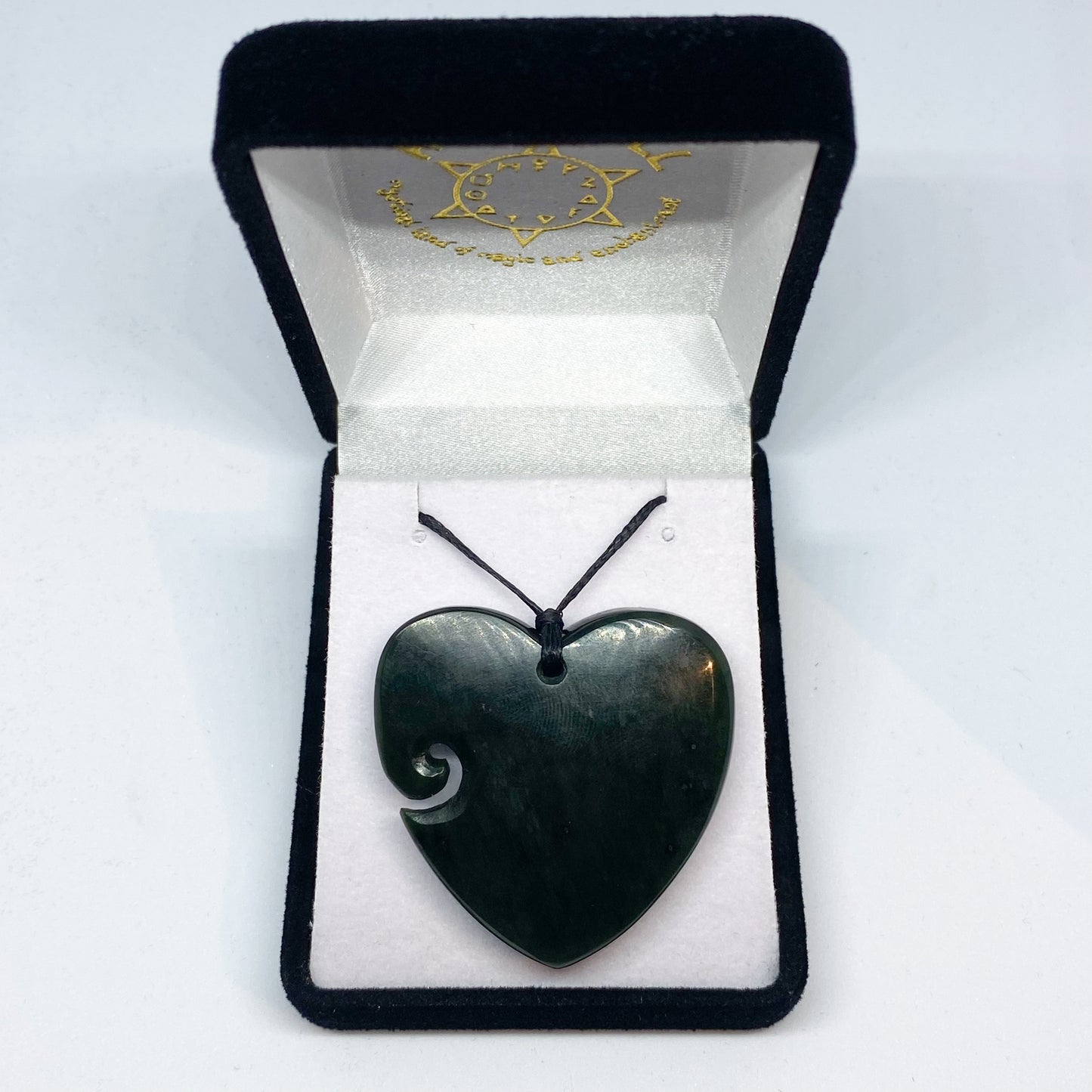 Heart Greenstone Pendant with Koru Indentation - Rivendell Shop