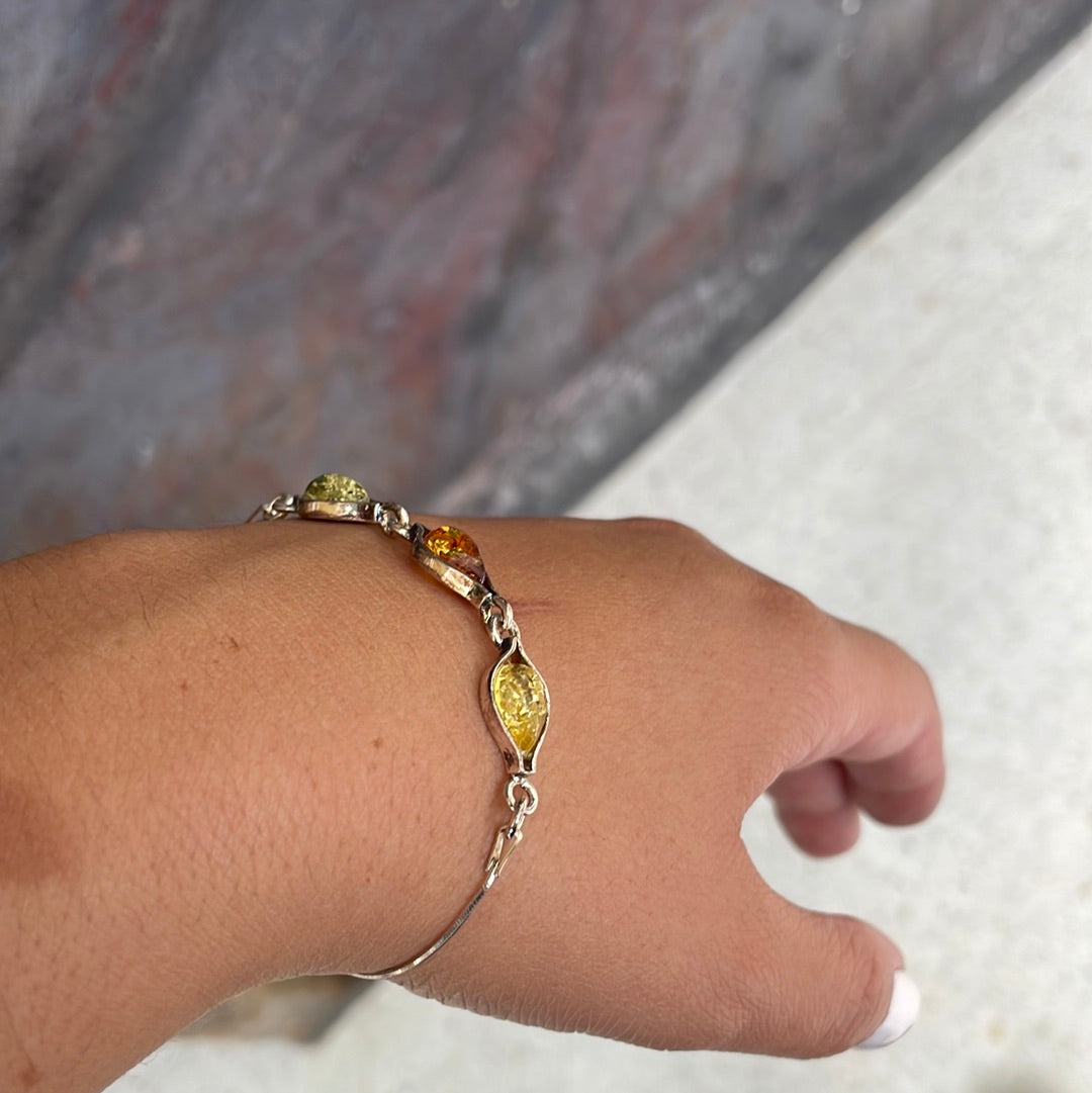 Sterling silver amber bracelet - Rivendell Shop