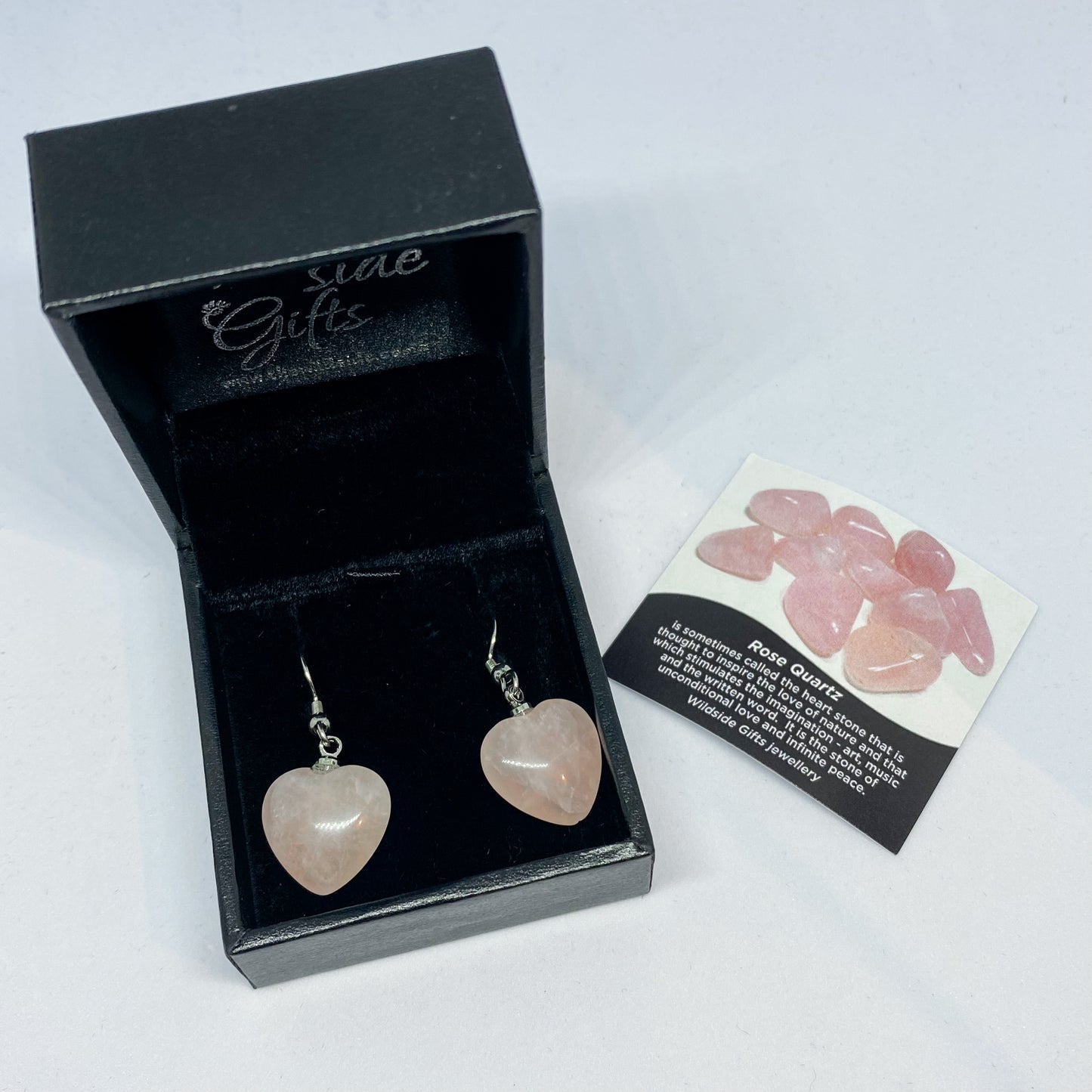 Rose Quartz Heart Earrings - Rivendell Shop