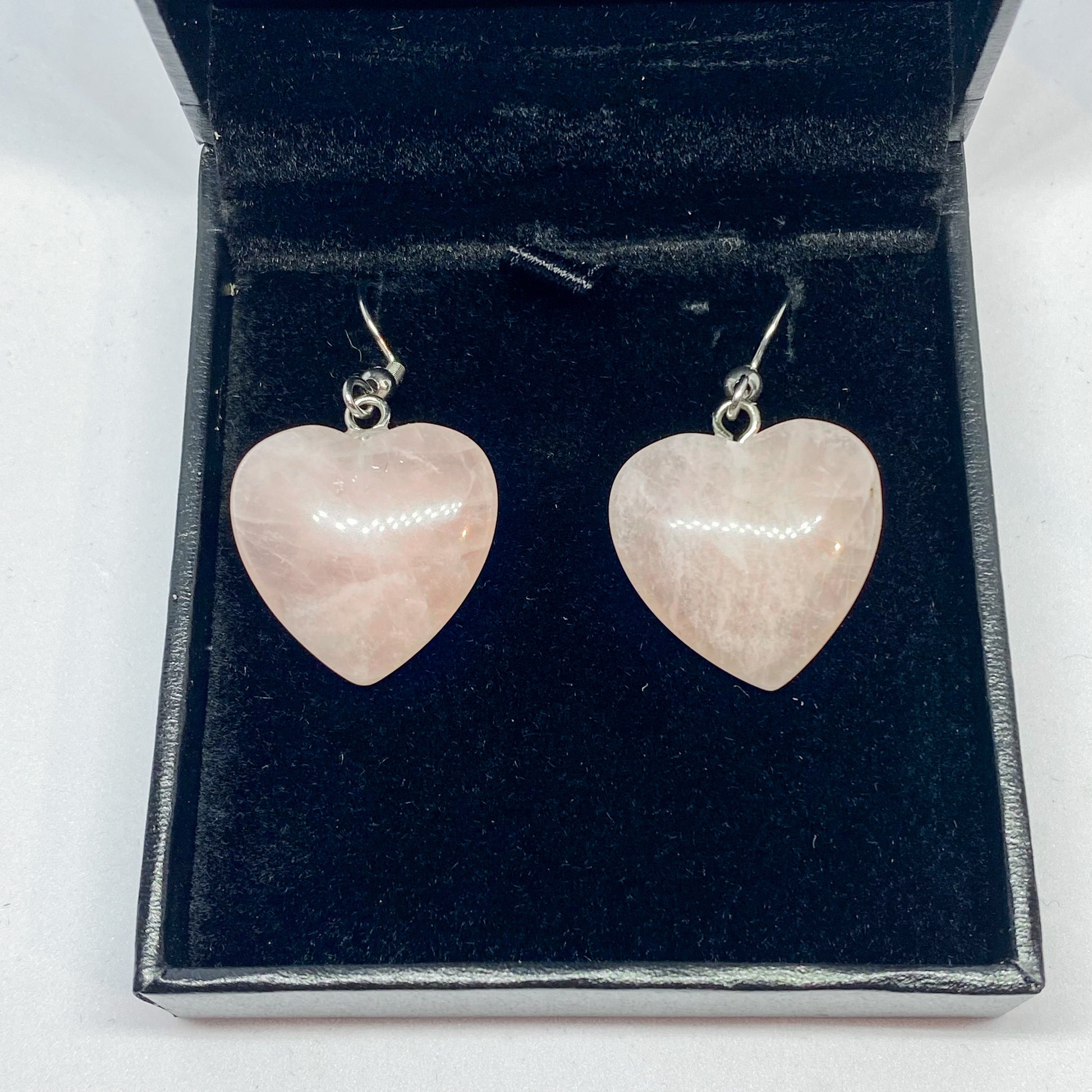 Rose Quartz Heart Earrings - Rivendell Shop