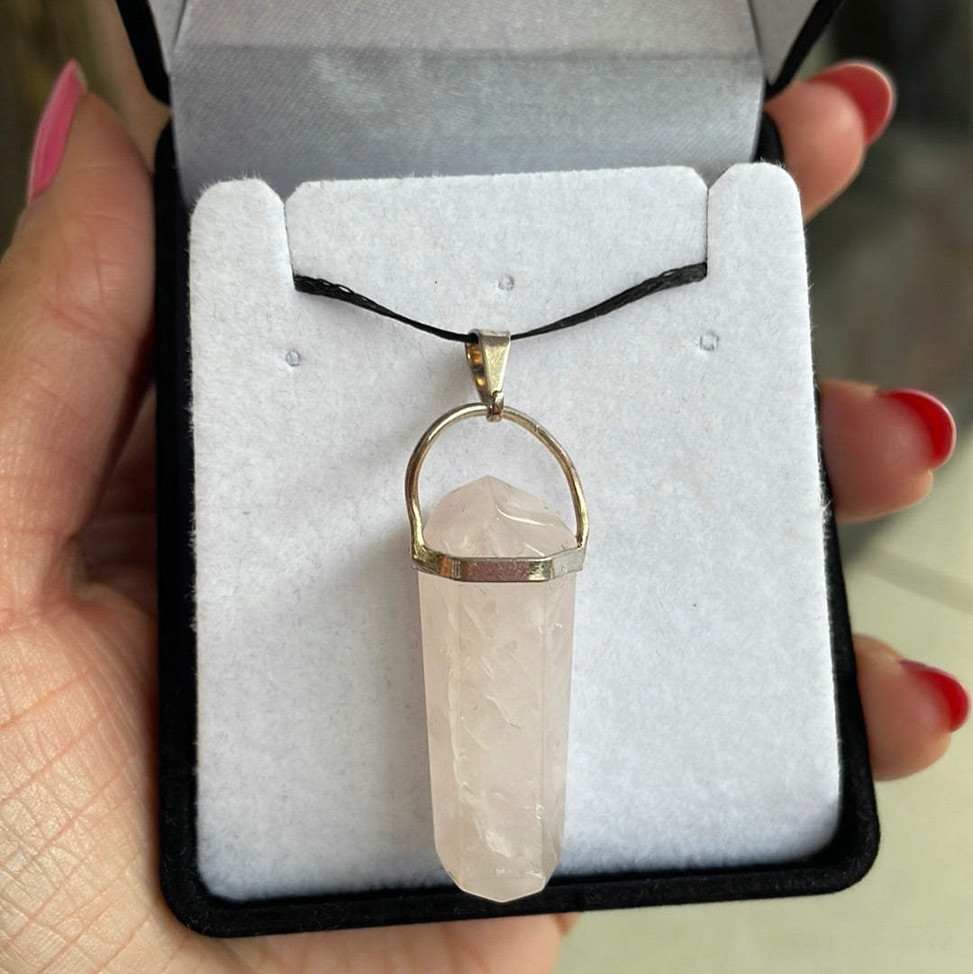 Rose Quartz silver point pendant - Rivendell Shop