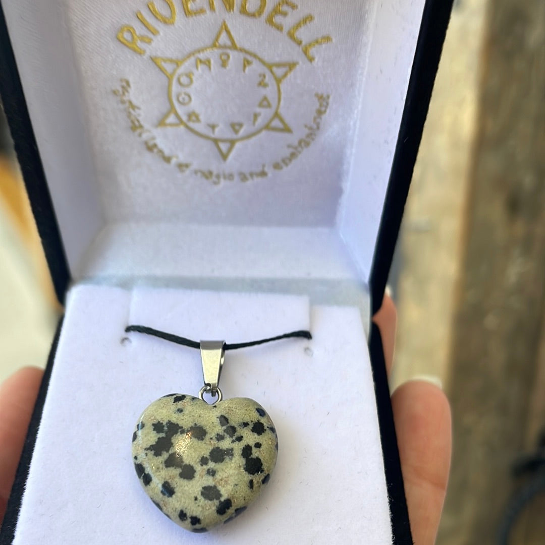 Dalmatian Jasper heart pendant - Rivendell Shop