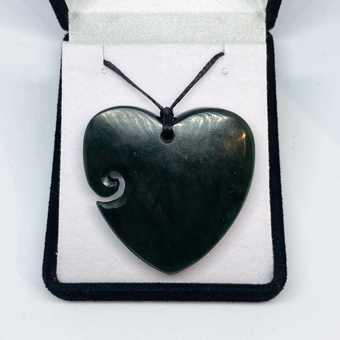 Heart Greenstone Pendant with Koru Indentation - Rivendell Shop