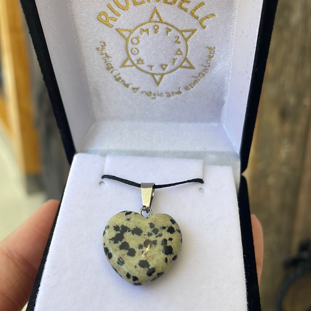 Dalmatian Jasper heart pendant - Rivendell Shop