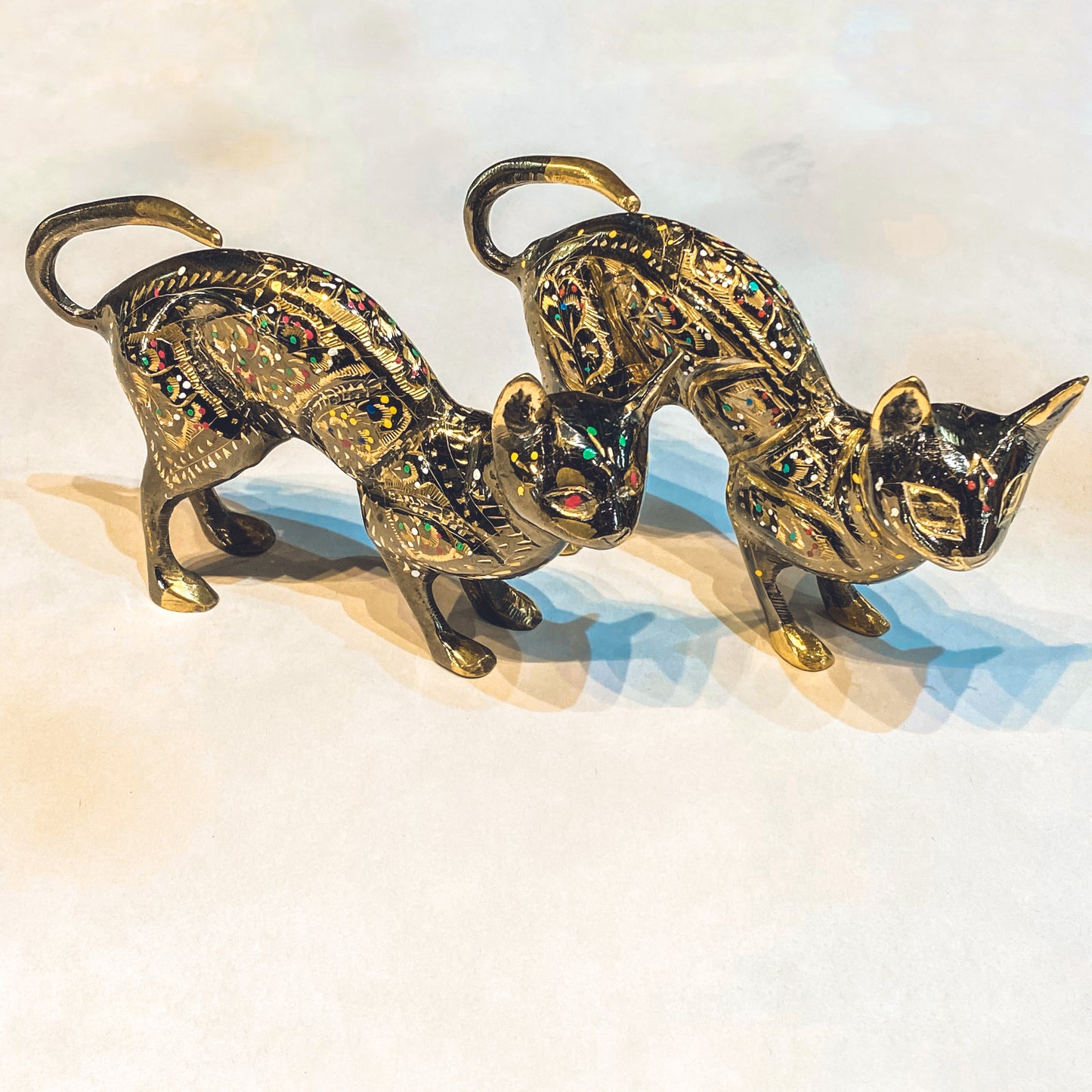 Brass Handcrafted Cat - Crouching 15cm - Rivendell Shop