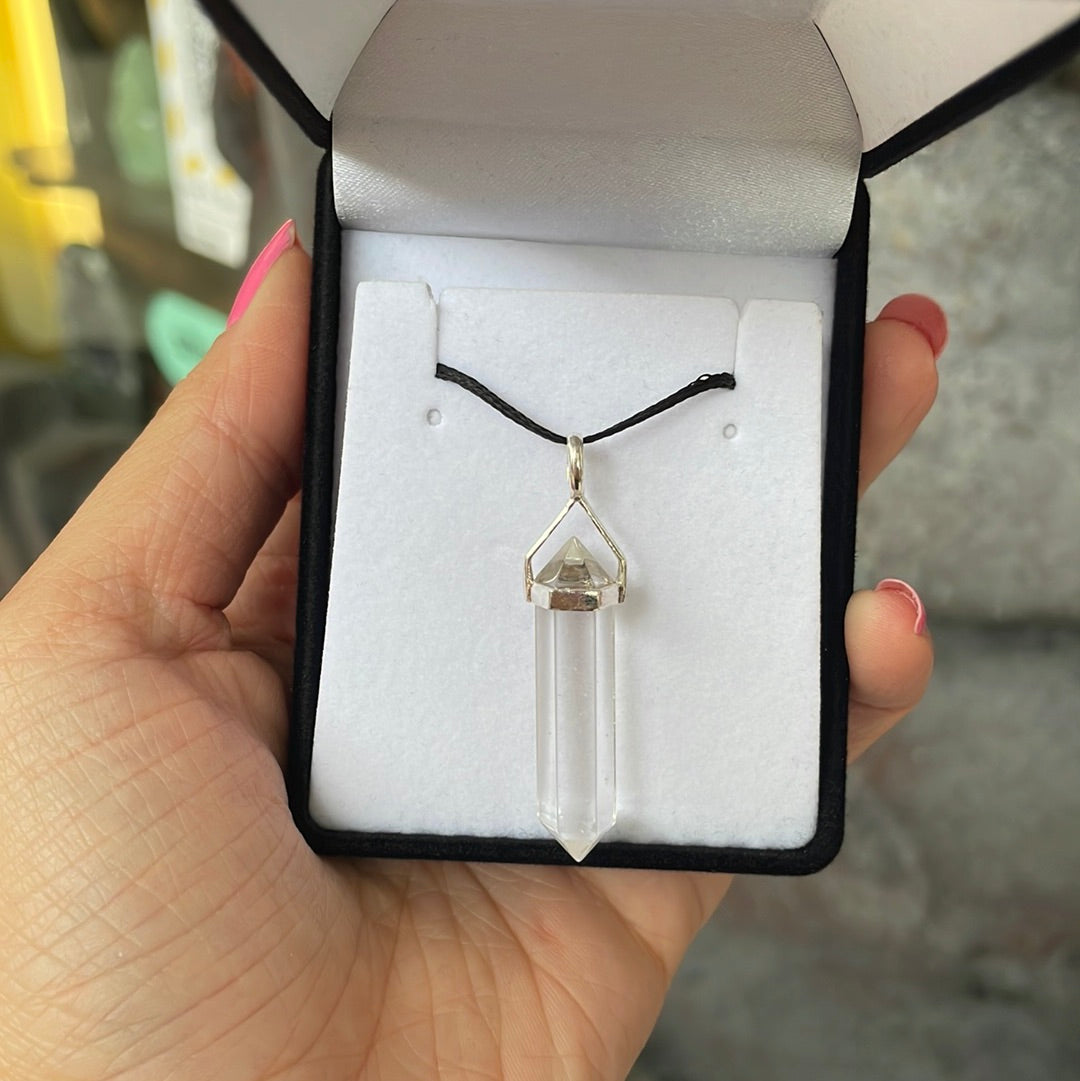 Clear Quartz silver point pendant - Rivendell Shop