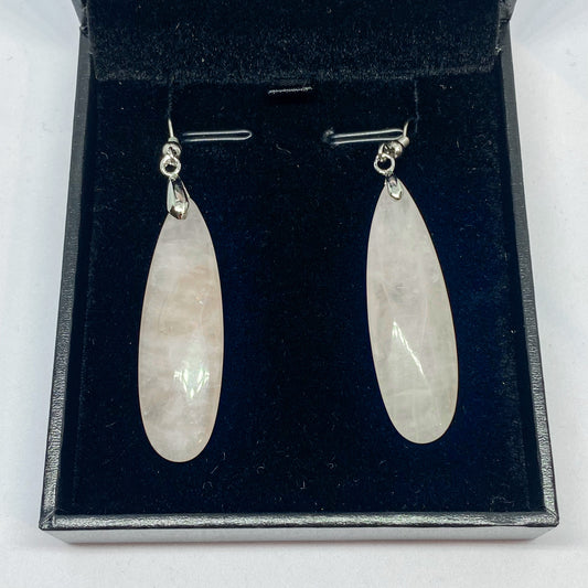 Rose Quartz Long Drop Earrings - Rivendell Shop