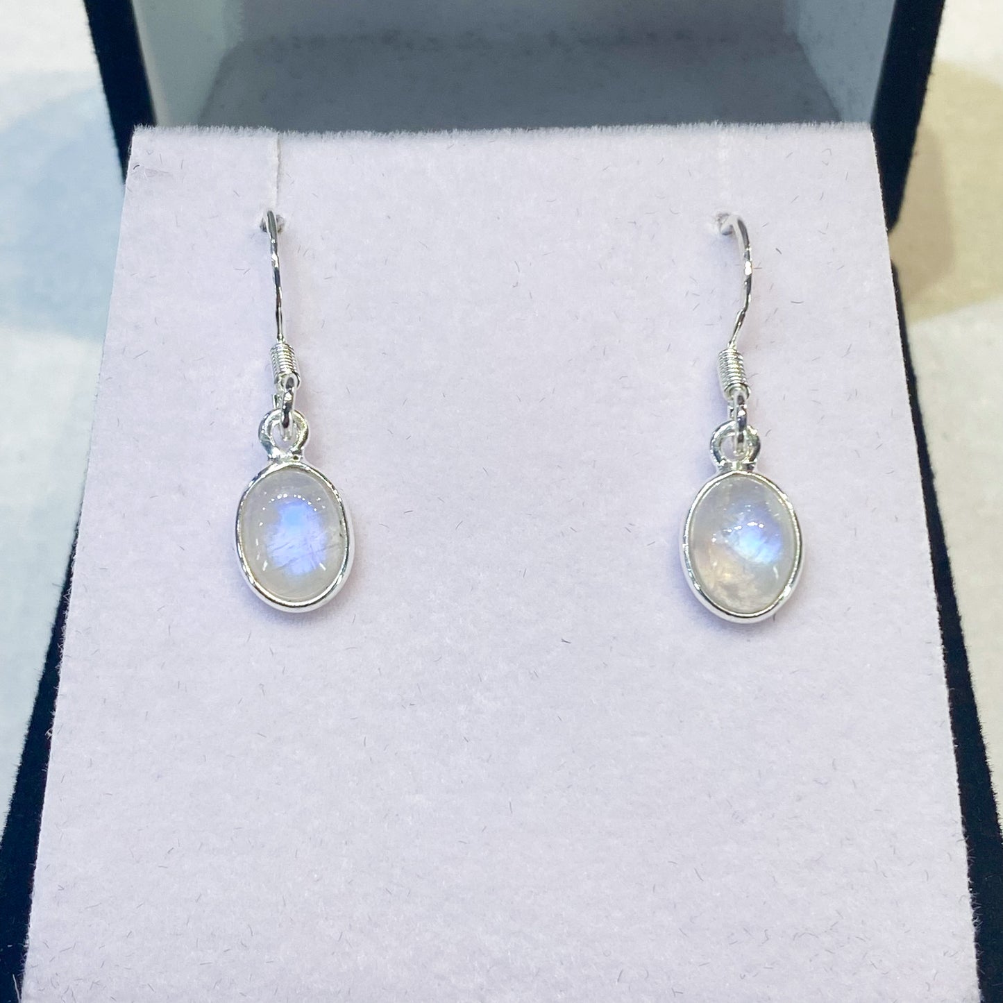 Moonstone 925 Sterling Silver Oval Drop Earrings - Small - Rivendell Shop