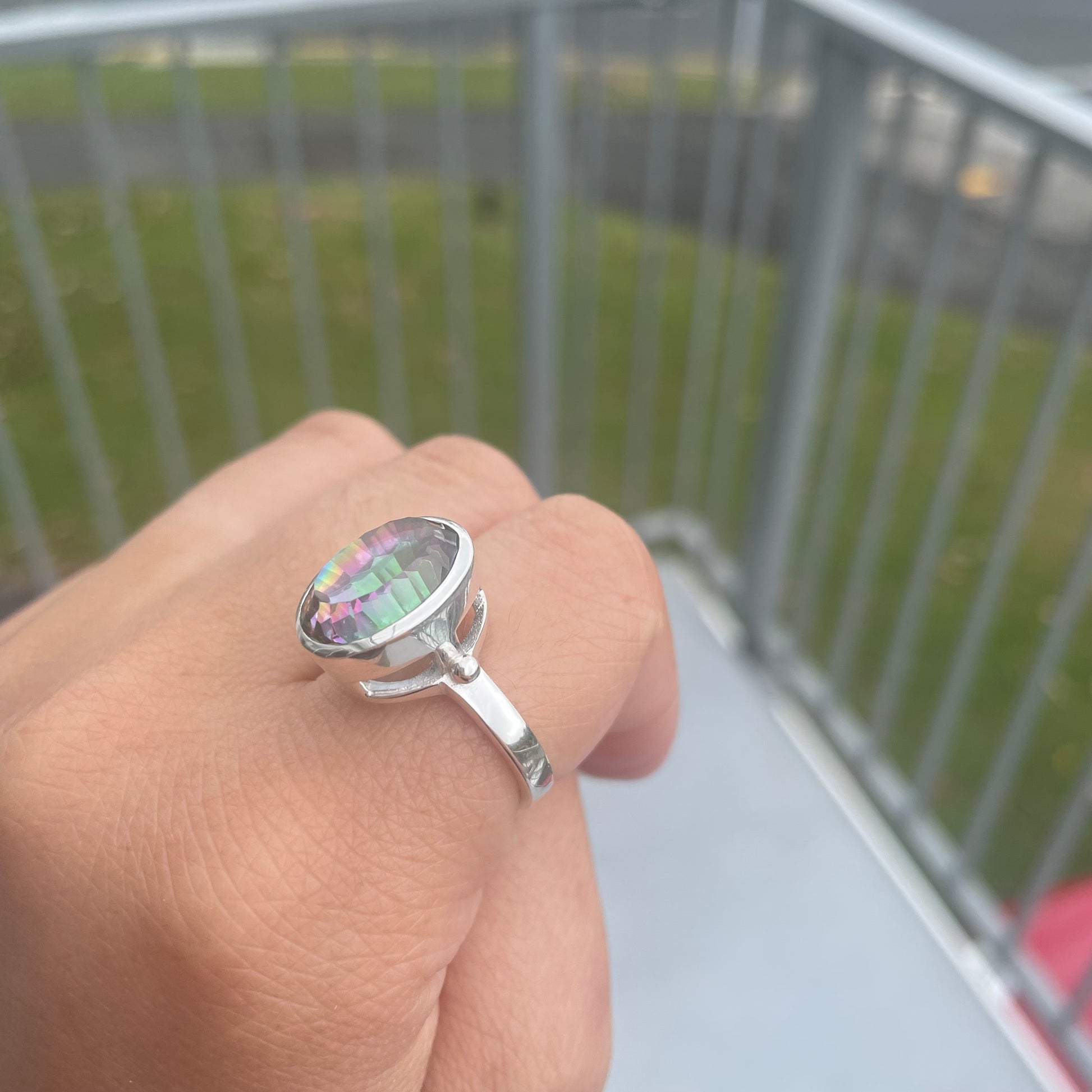 Mystic Topaz Oval Sterling Silver ring - Rivendell Shop