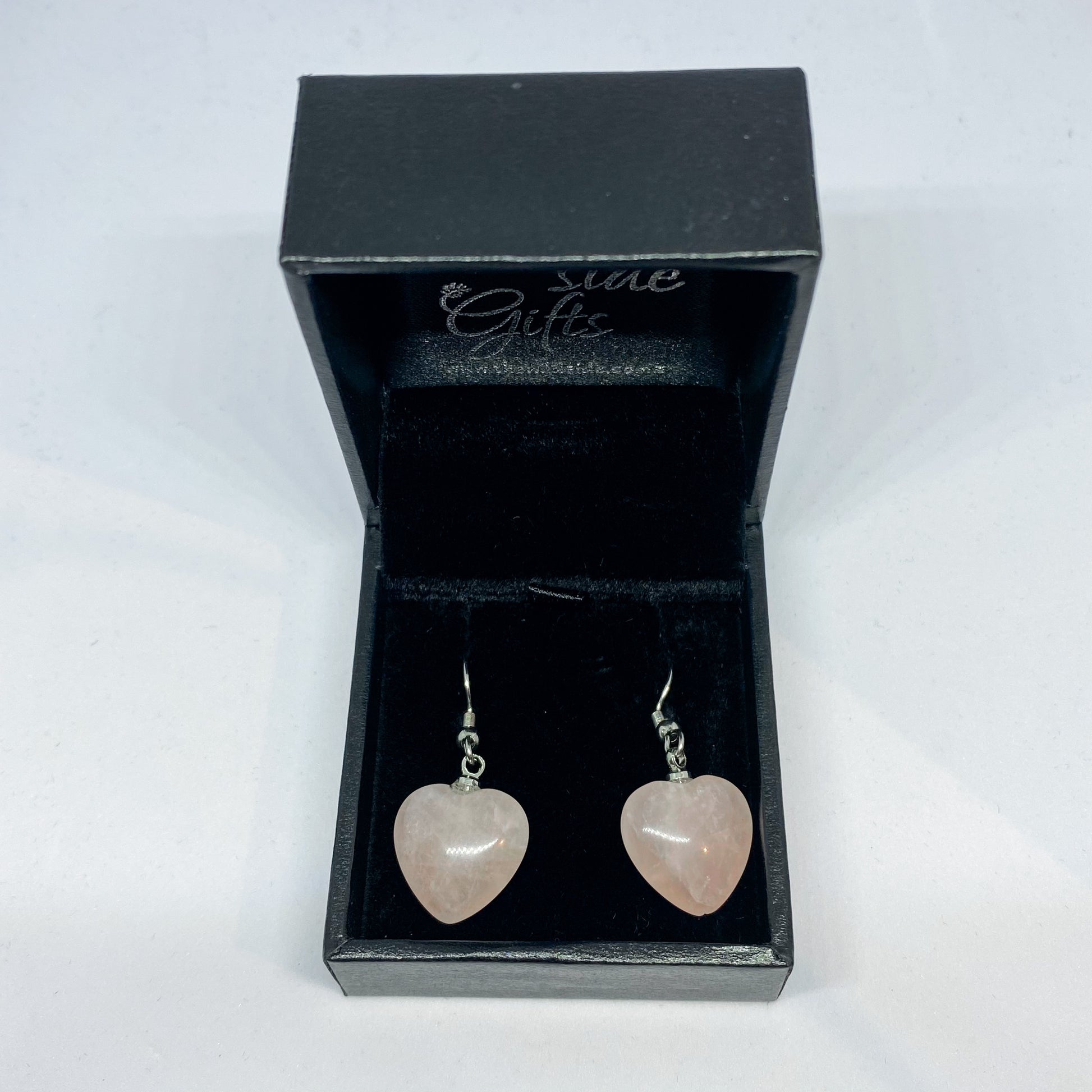 Rose Quartz Heart Earrings - Rivendell Shop