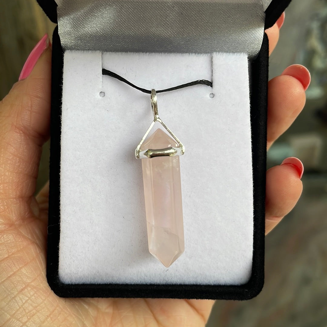 Rose Quartz silver point pendant - Rivendell Shop