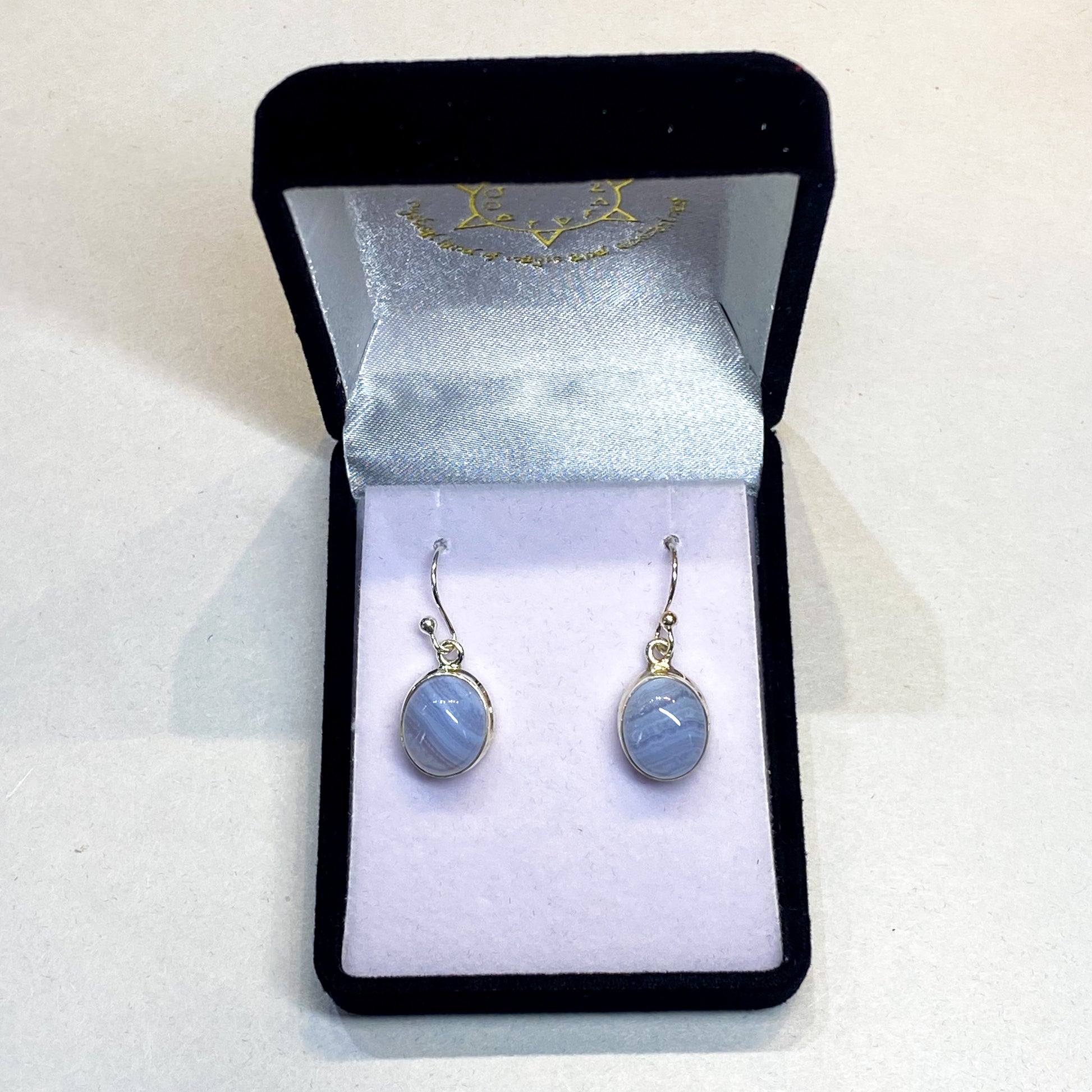 Blue Lace Agate Oval Earrings - Rivendell Shop