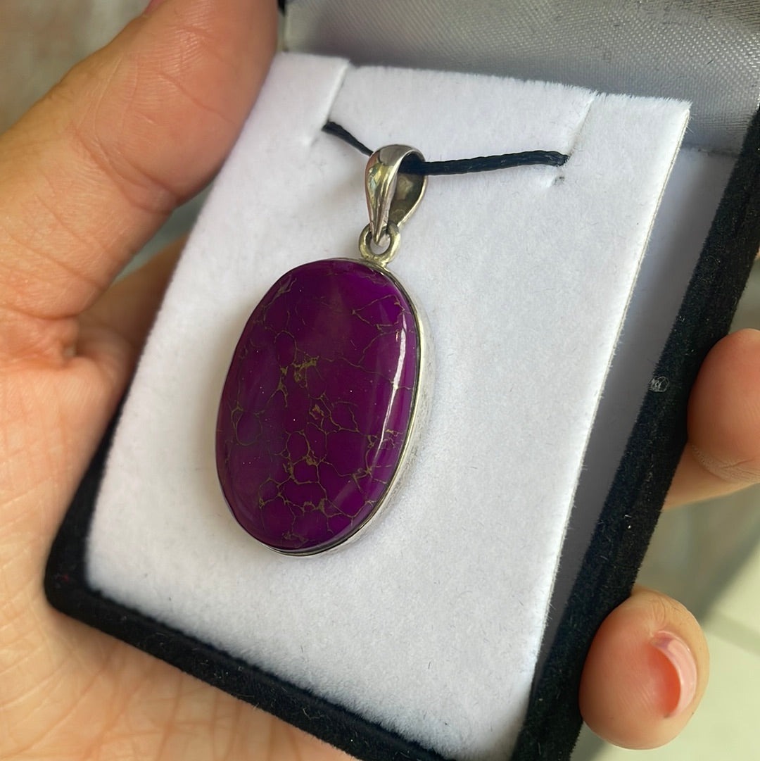 Purple turquoise silver pendant - Rivendell Shop